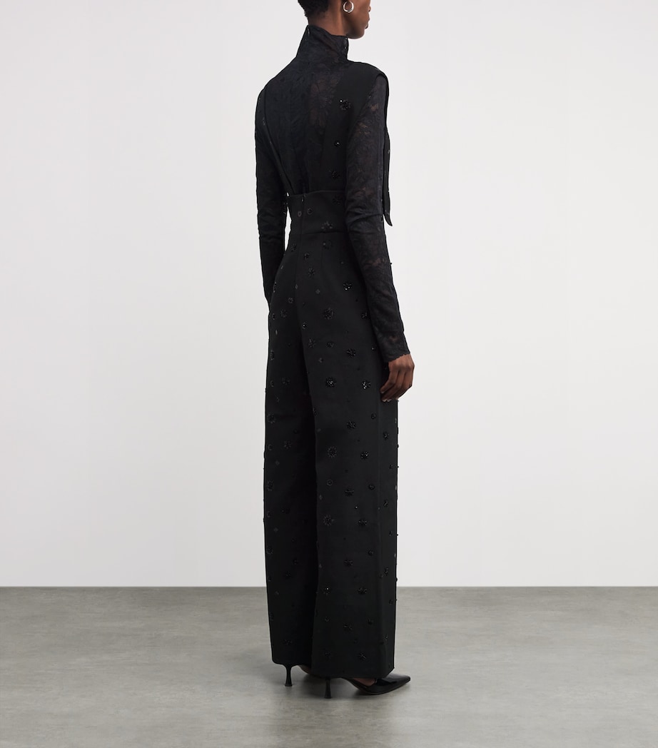 Embellished Straight Dungarees BLACK Image 3