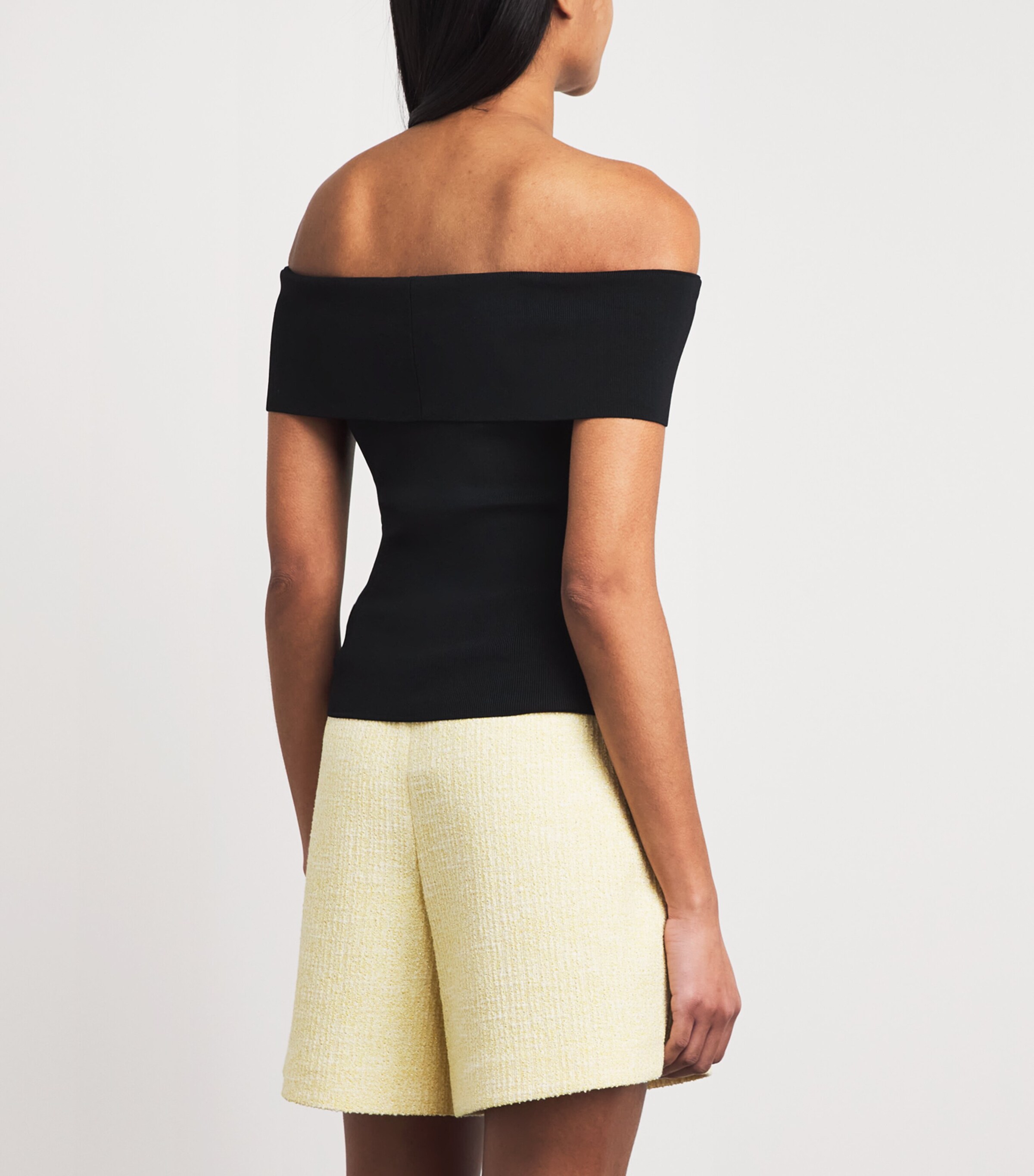 Maje Womens Rib-Knit Off-The-Shoulder Top Black Image 5