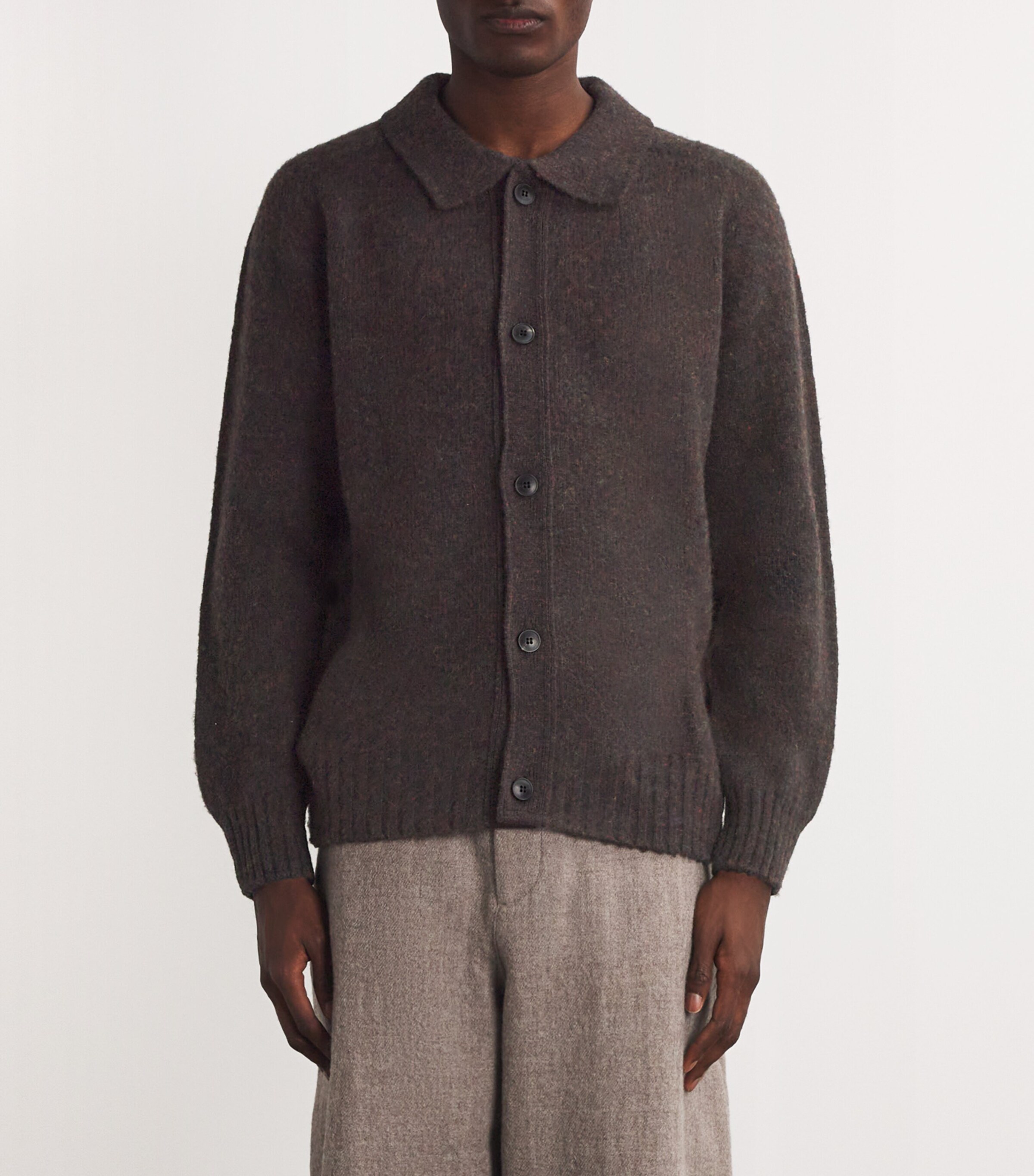 Wool Shetlan Cardigan MIDNIGHT MELANGE Image 3