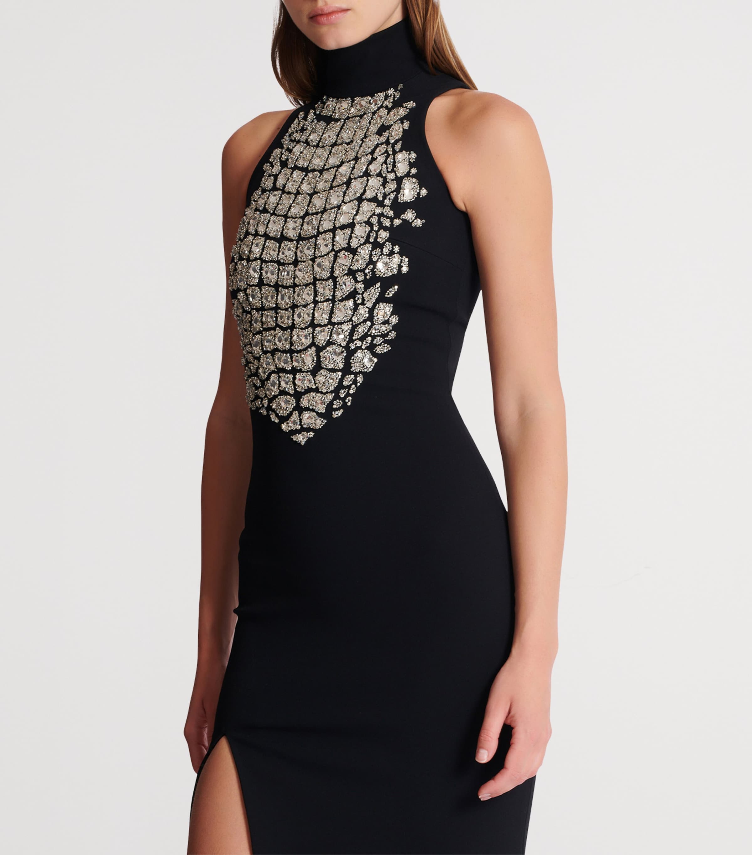 Crystal-Embellished Slit Maxi Dress EHV NOIR/CRISTAL Image 3