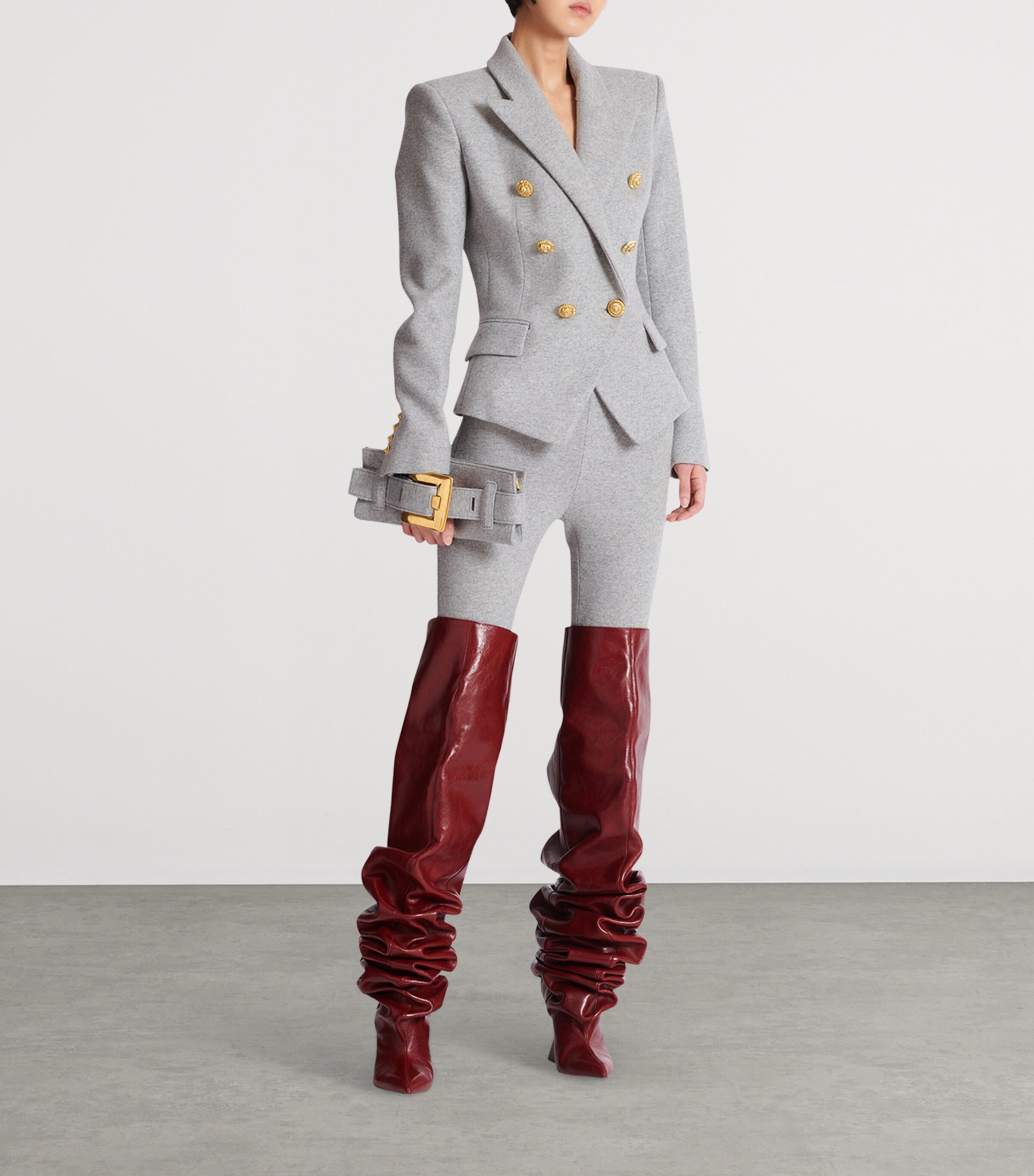 Wool-Blend Double-Breasted Blazer 9AD GRIS CHIN ECLAIR Image 7