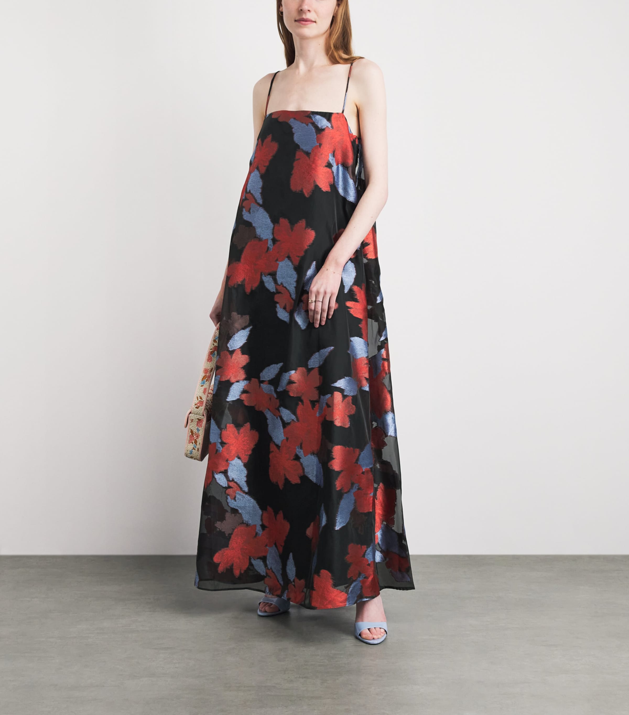 STAUD Womens Satin Organza Delfina Maxi Dress Ntgr Night Garden Image 2