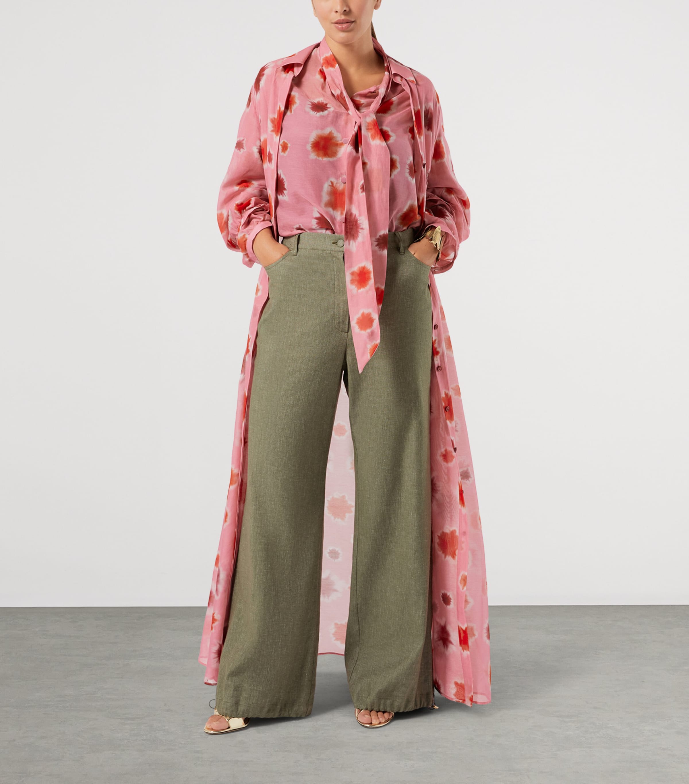 Marina Rinaldi Womens Cotton-Silk Printed Blouse Pink Image 2