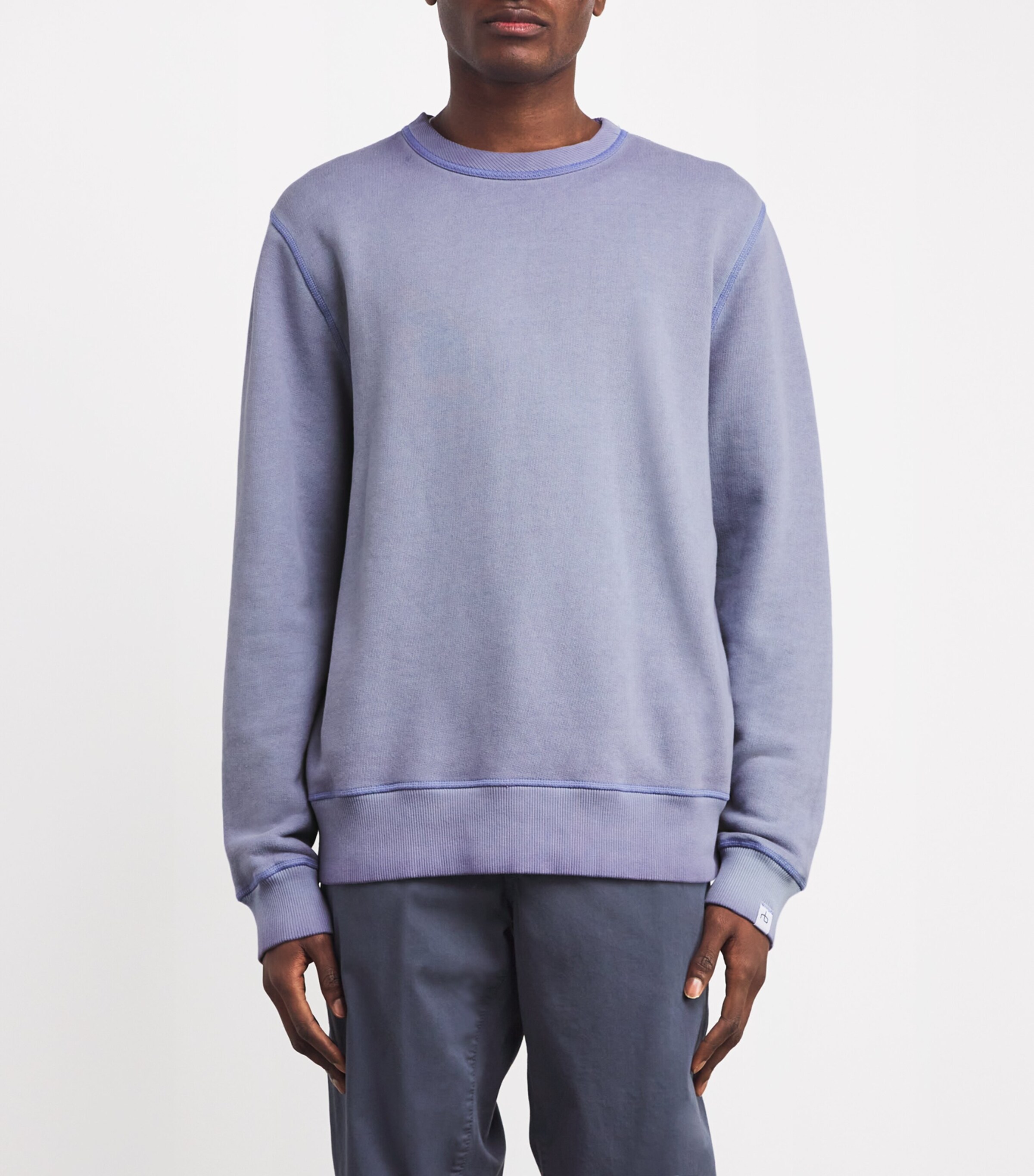 Rag & Bone Mens Cotton-Blend Washed Sweatshirt Heron Blue Image 3