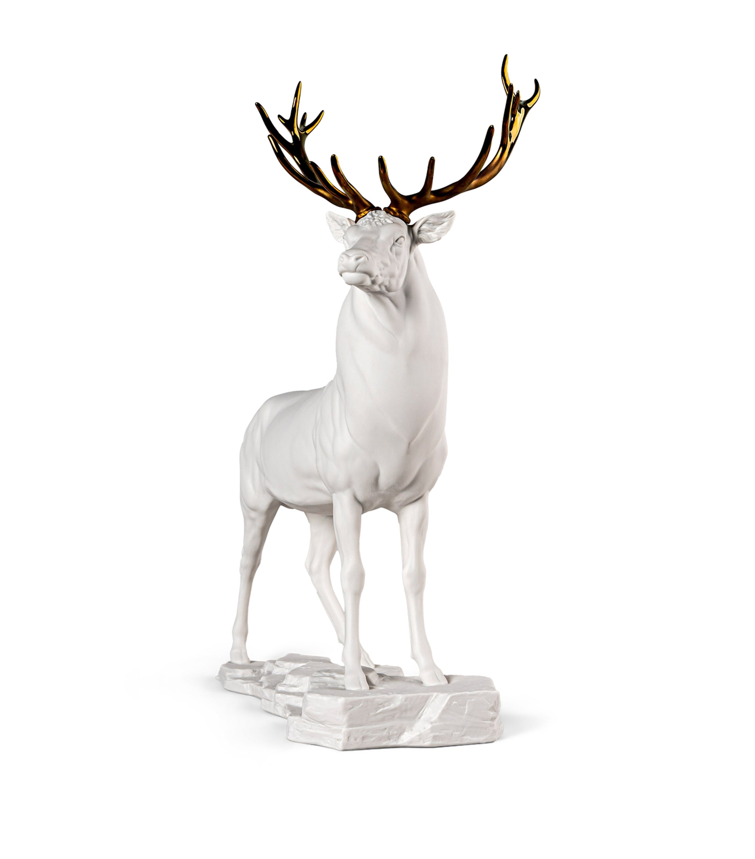 Lladró Deer Ornament (52cm) White & Copper Image 5
