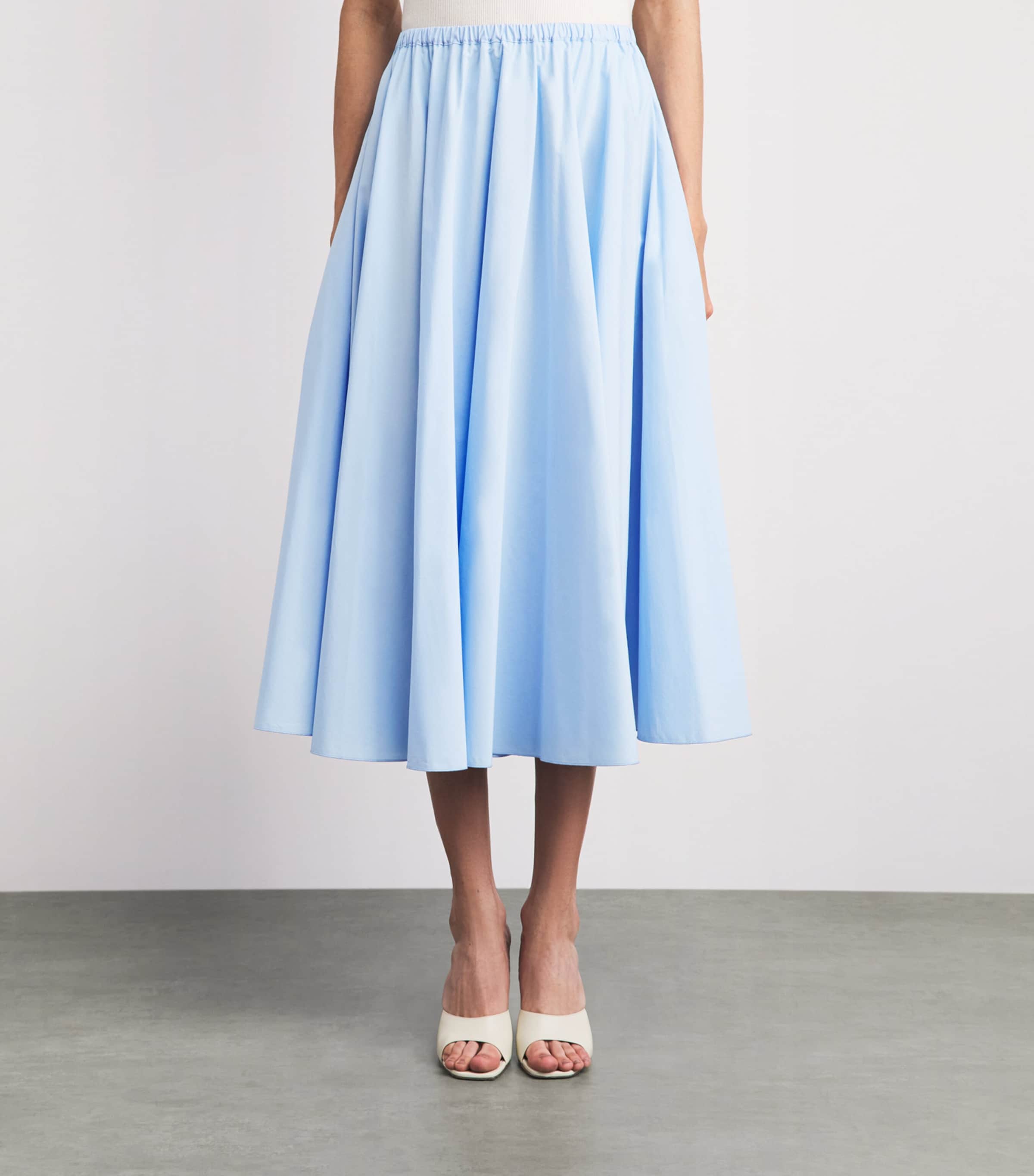 Fabiana Filippi Womens Cotton Poplin Midi Skirt Azzurro Cielo Image 4