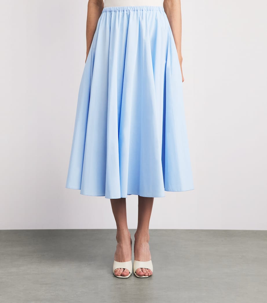 Fabiana Filippi Womens Cotton Poplin Midi Skirt Azzurro Cielo Image 4