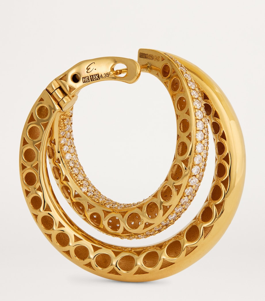 Engelbert Big Yellow Gold and Diamond Infinity Loop Earrings Yellow Gold Image 4