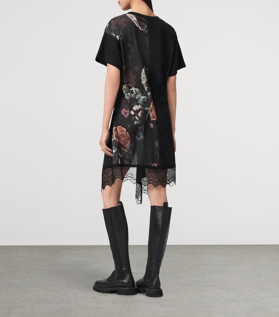 AllSaints Womens Cotton Floral Lana Mini Dress Haze Black Image 4