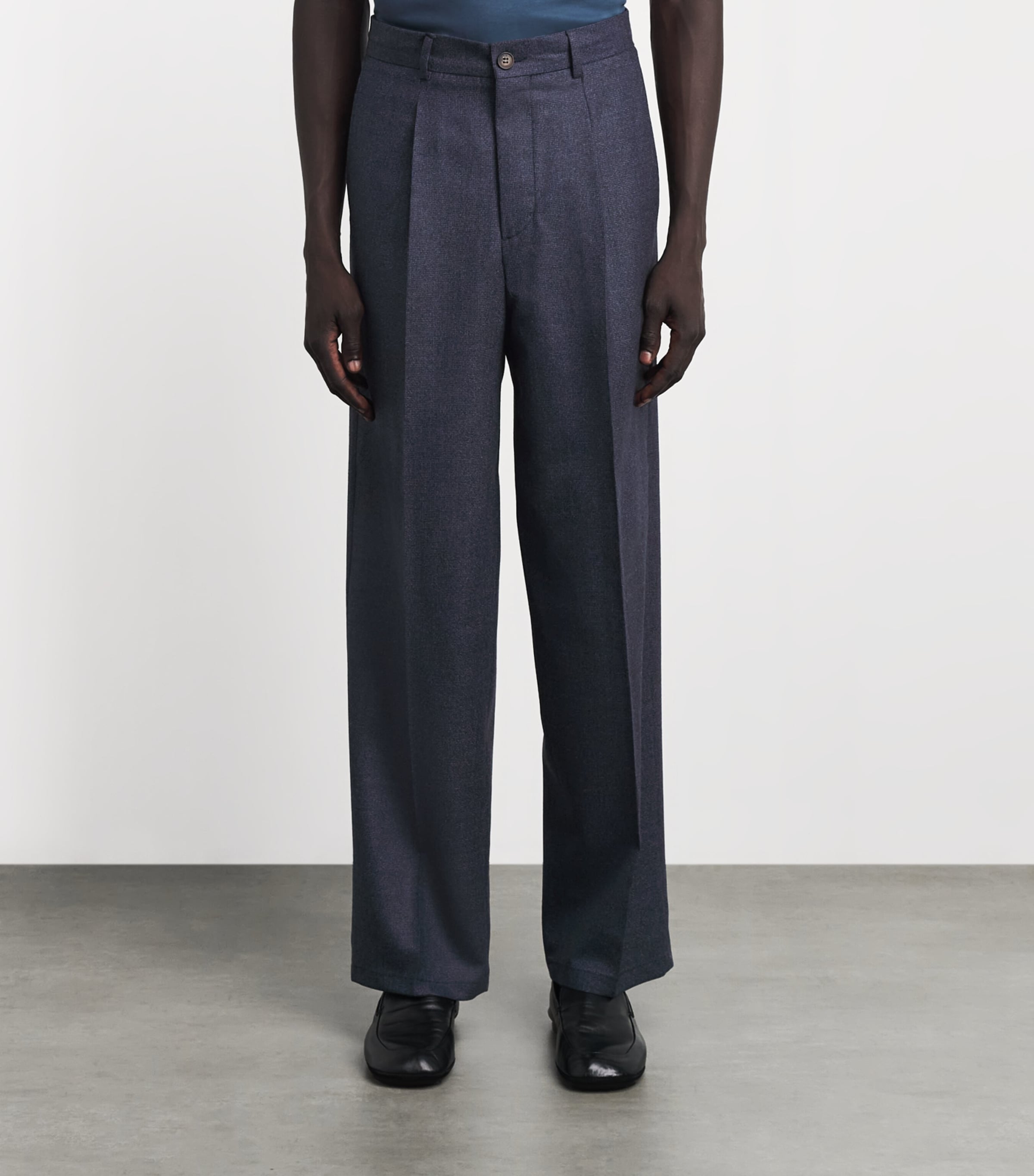 Pal Zileri Mens Virgin Wool Pleated Trousers Blue Navy Image 4
