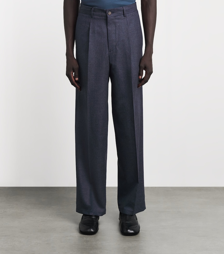 Pal Zileri Mens Virgin Wool Pleated Trousers Blue Navy Image 4