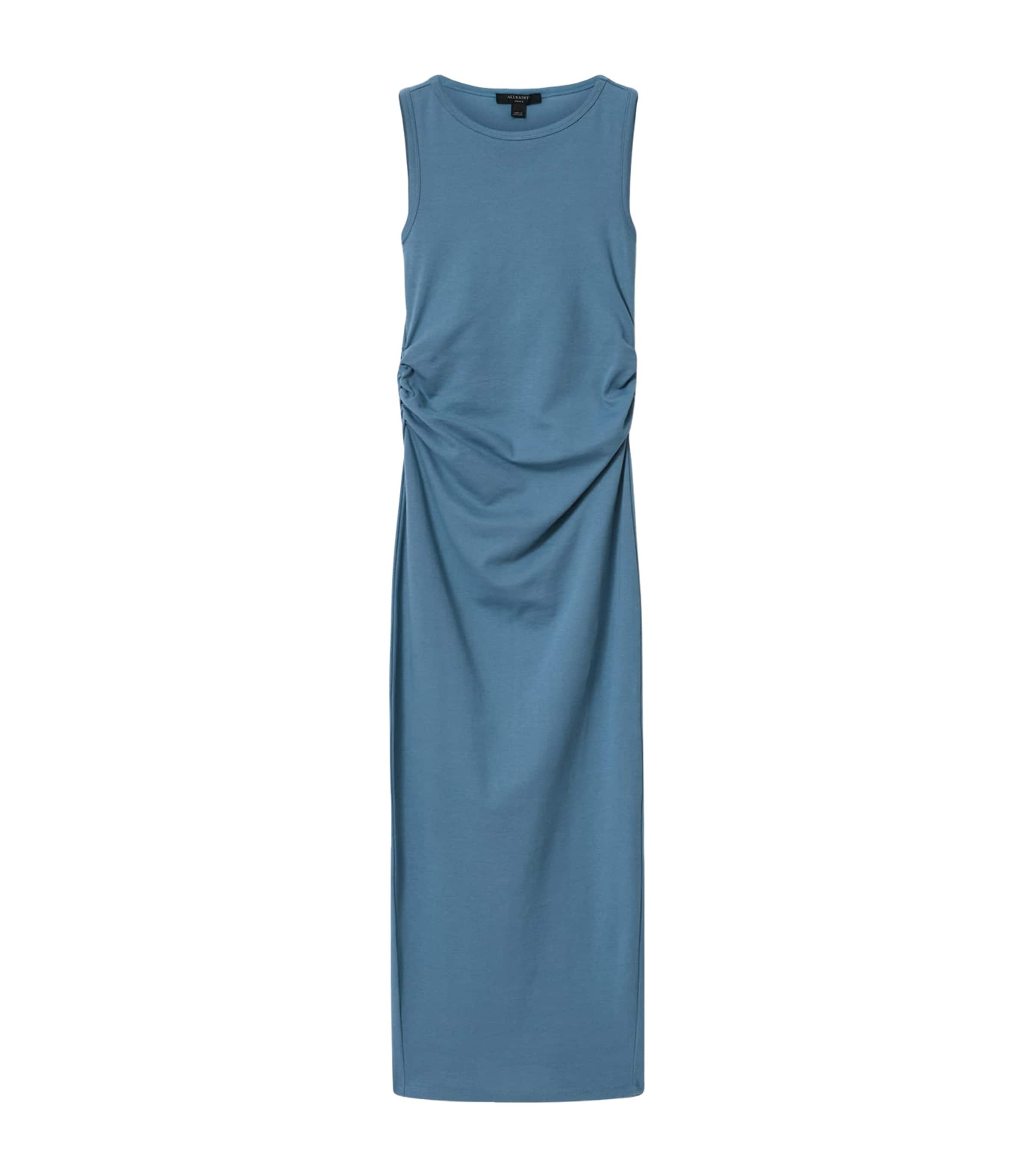 AllSaints Womens Organic Cotton-Blend Katarina Maxi Dress Captain Blue Image 1