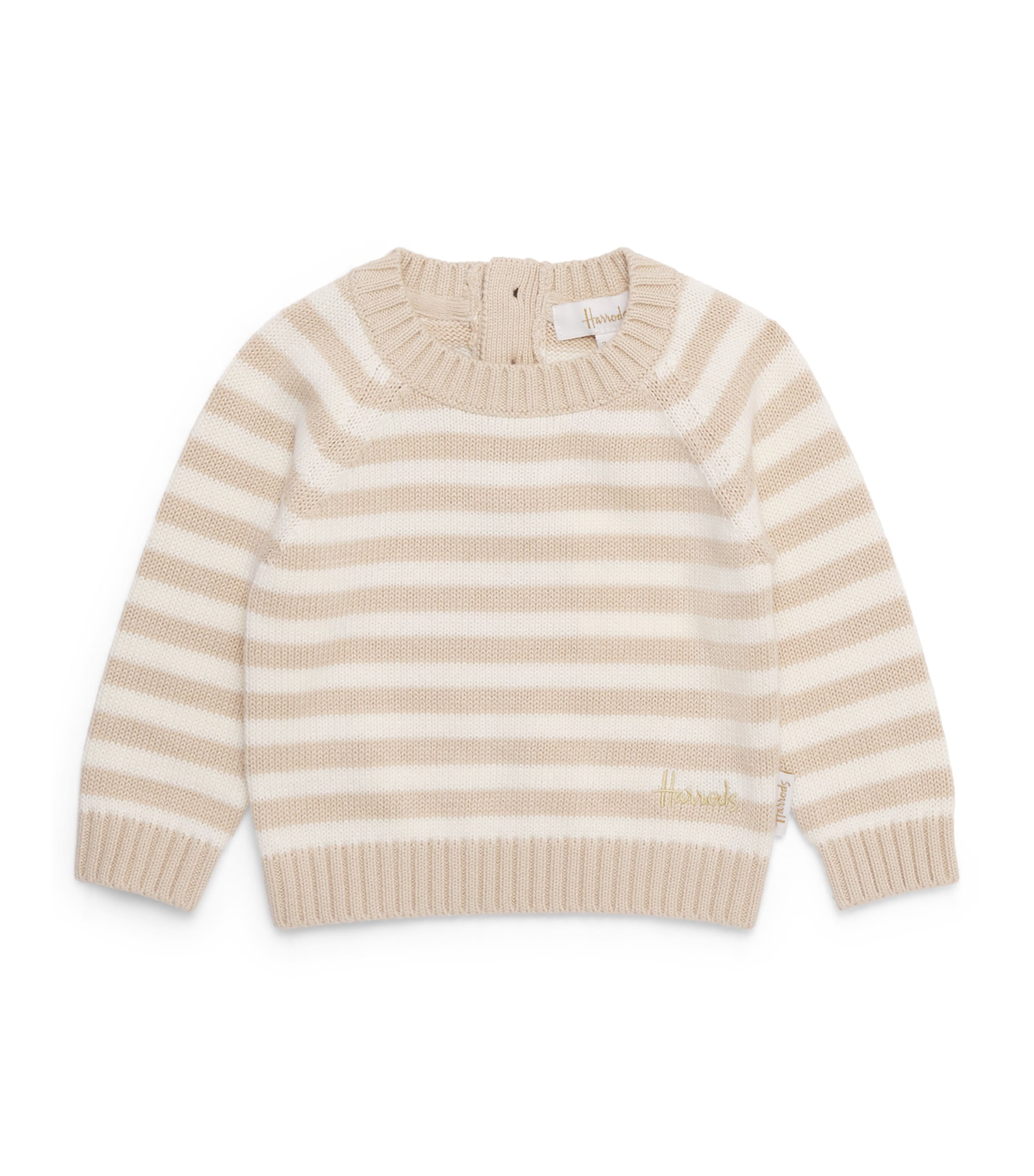 Harrods Cotton Stripe Sweater (0-18 Months) Ivory Image 1