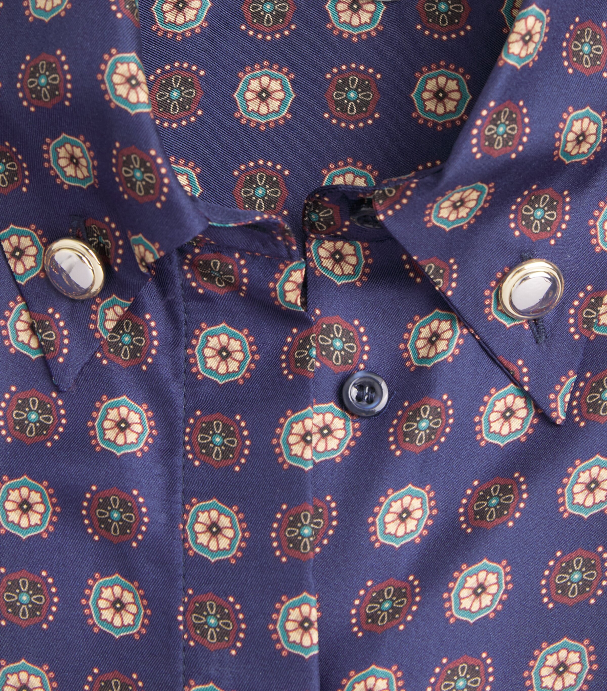 Claudie Pierlot Womens Silk Printed Shirt Navy Print Image 6