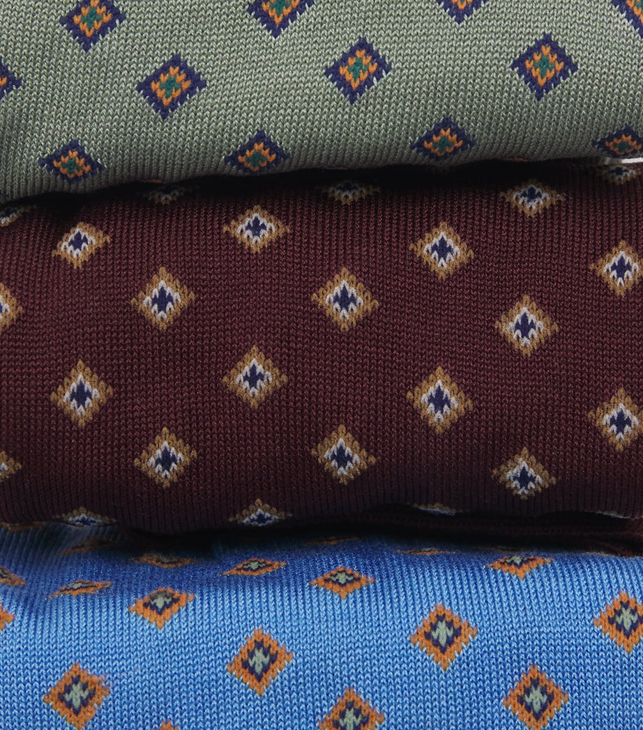 Cotton-Blend Diamond Socks (Pack of 3) MULTI Image 2