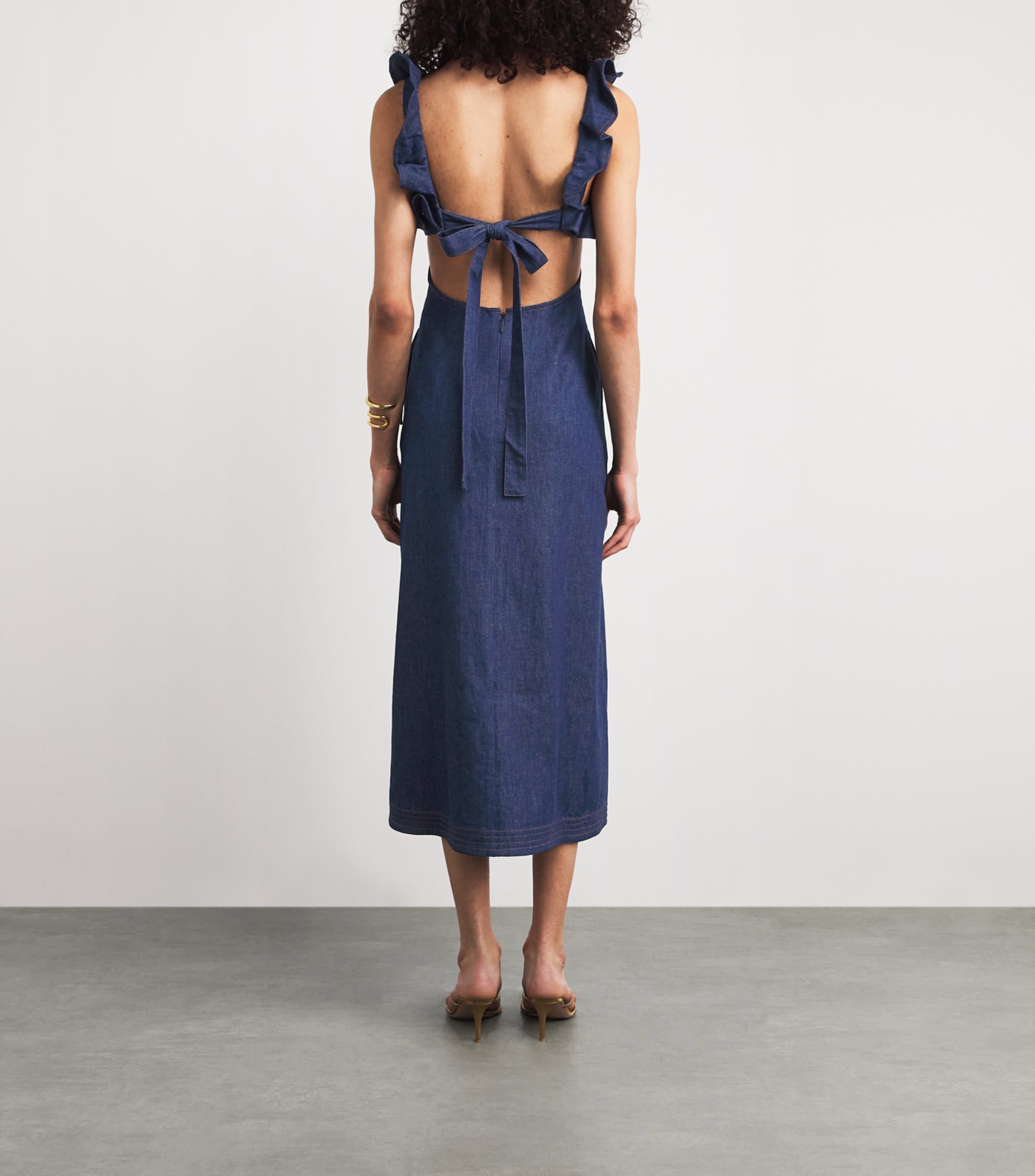 Zimmermann Womens Denim Frilled Aster Midi Dress Ink Ink Image 4