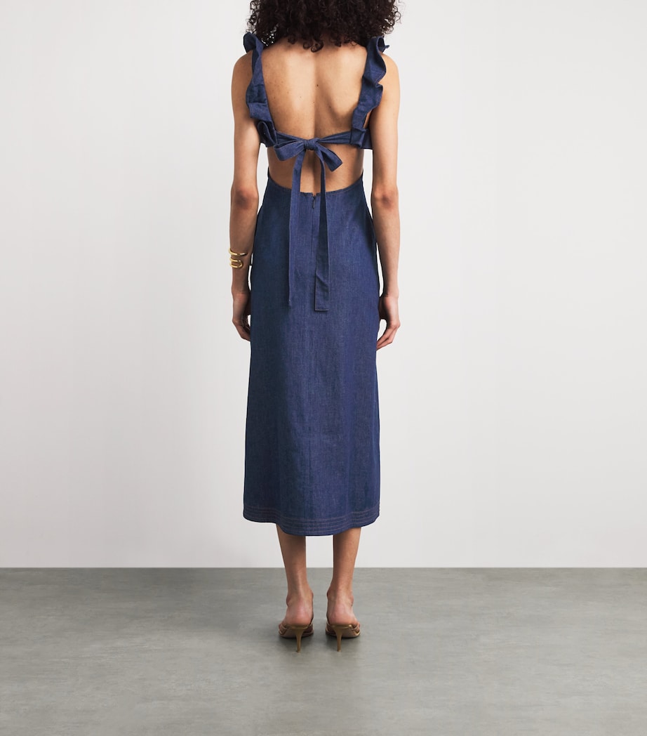 Zimmermann Womens Denim Frilled Aster Midi Dress Ink Ink Image 4