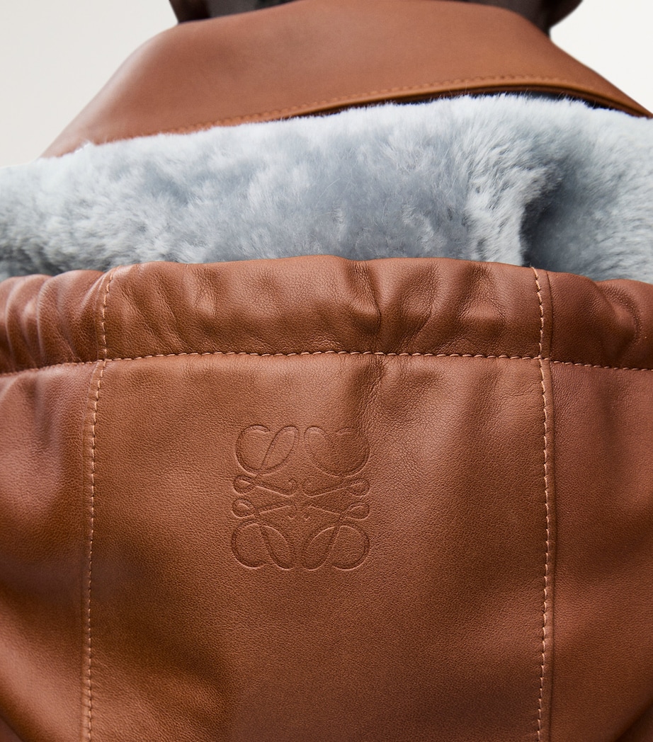 Leather Hooded Jacket EARTH BROWN Image 5