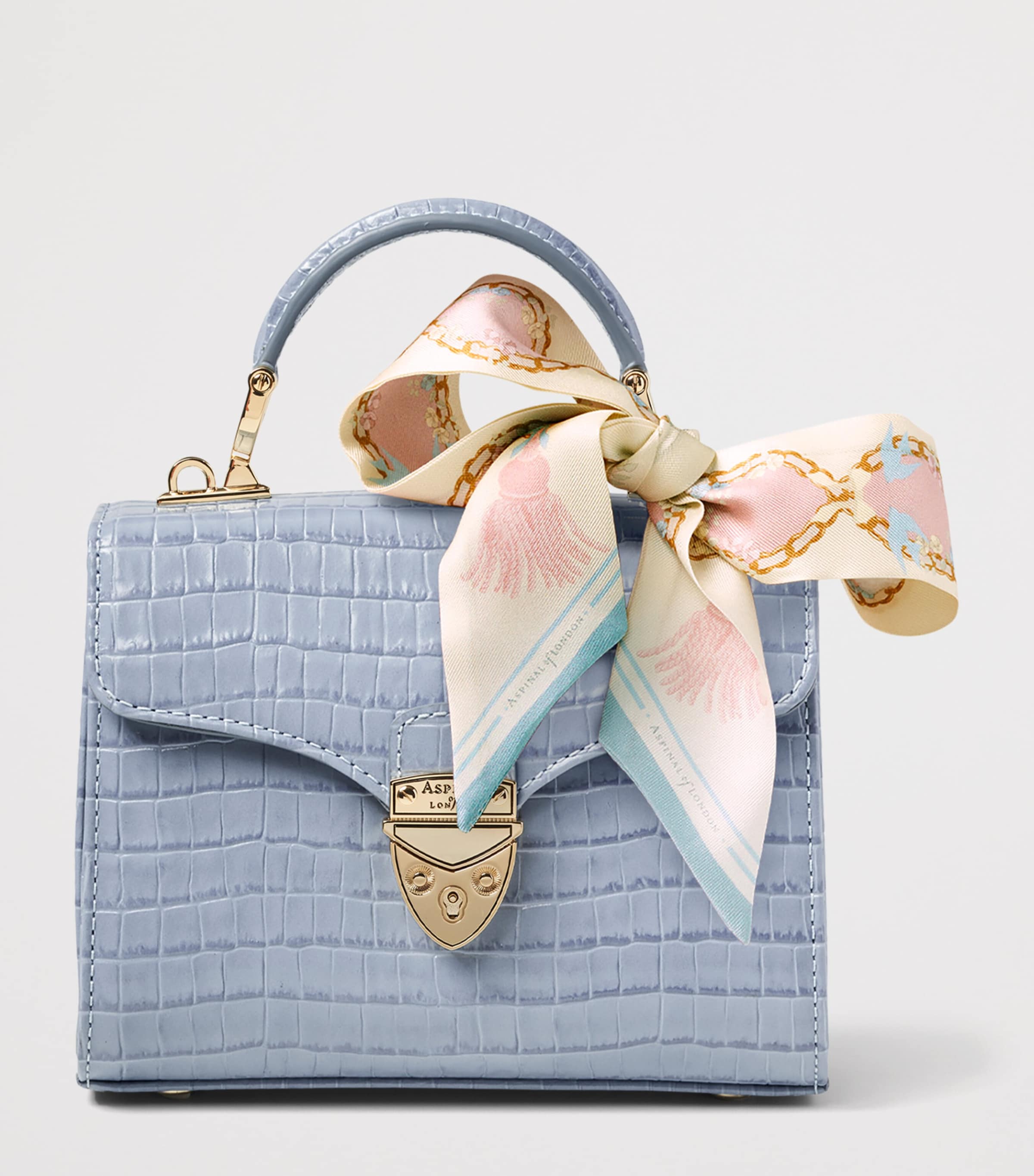Aspinal Of London Mini Leather Mayfair Top-Handle Bag Skyblue Image 2