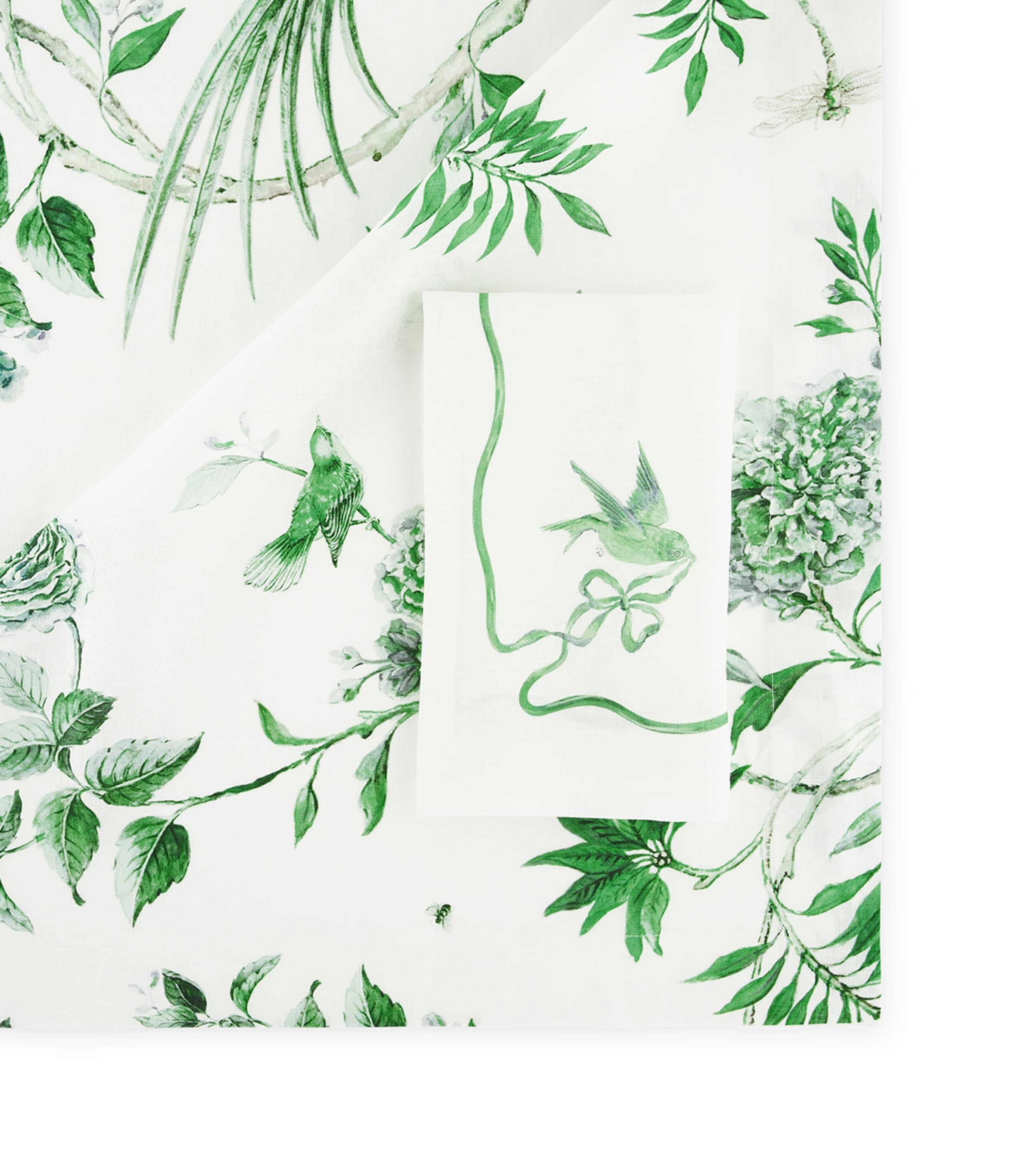 Linen Secret Garden Tablecloth (160cm x 300cm) KELLY GREEN Image 3