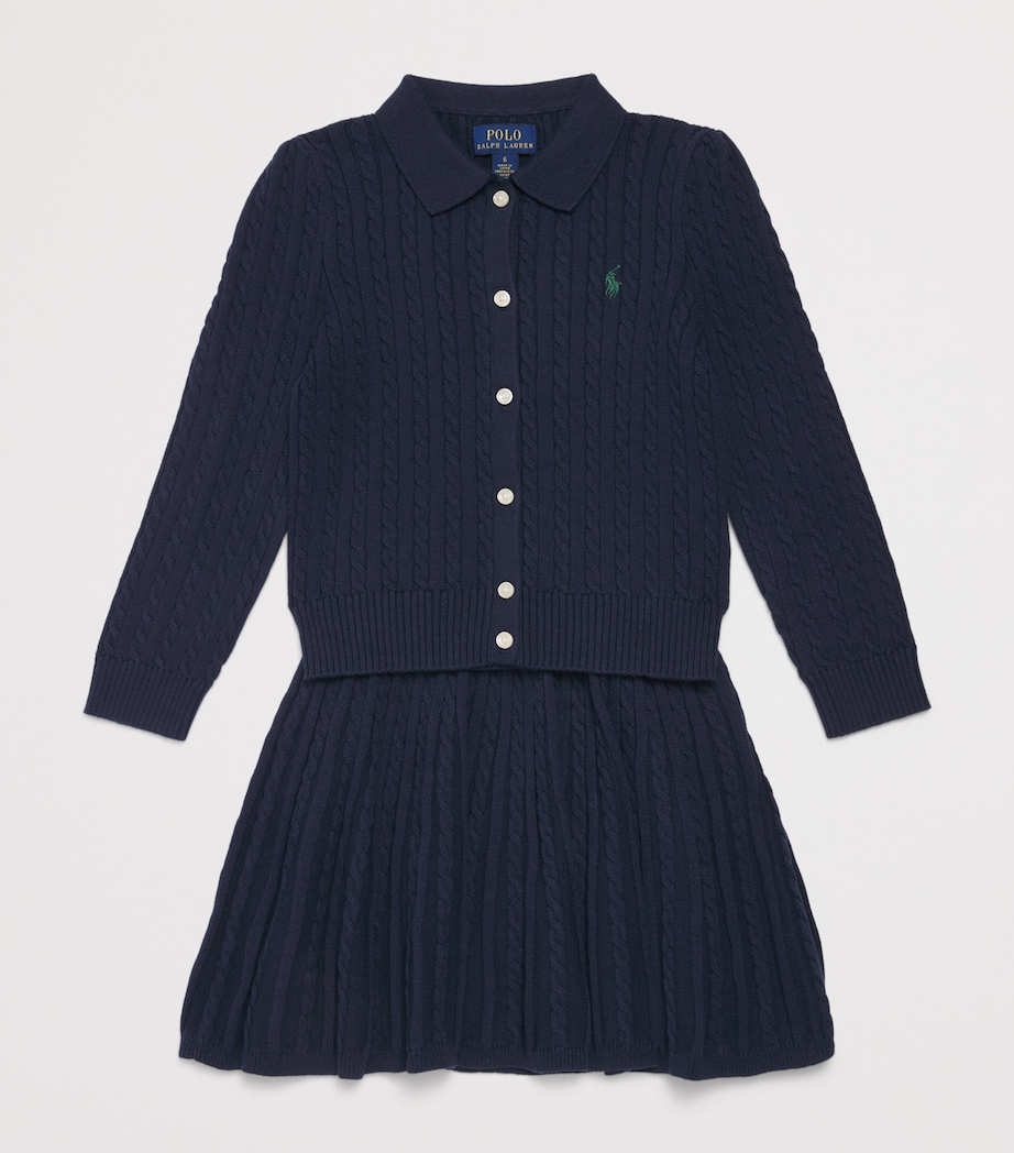 Ralph Lauren Kids Cotton Cardigan and Skirt Set (2-7 Years) Navy Image 3