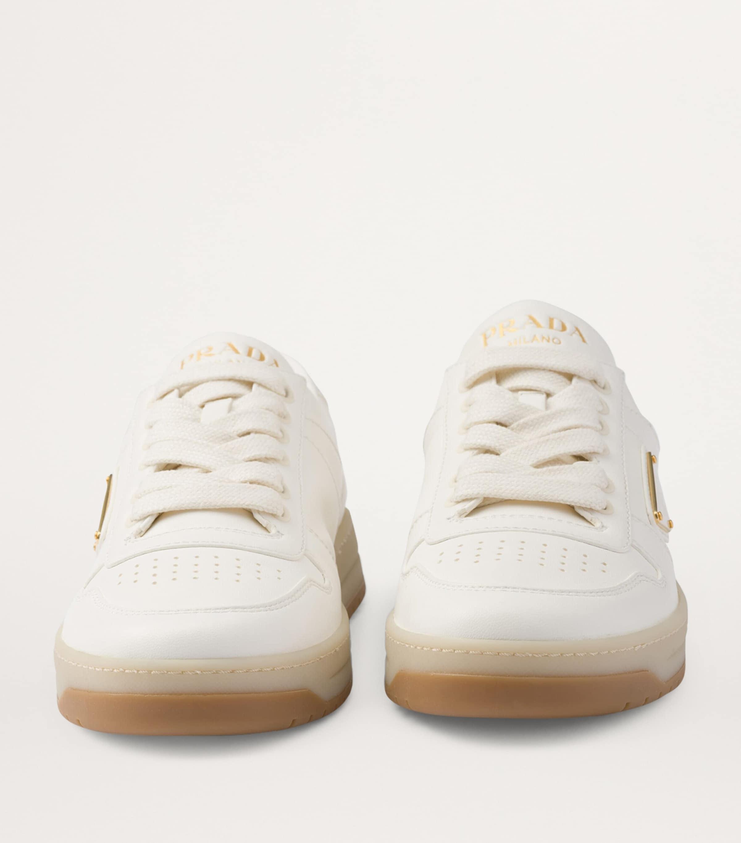 Prada Neutral Leather Downtown Sneakers | Harrods UK