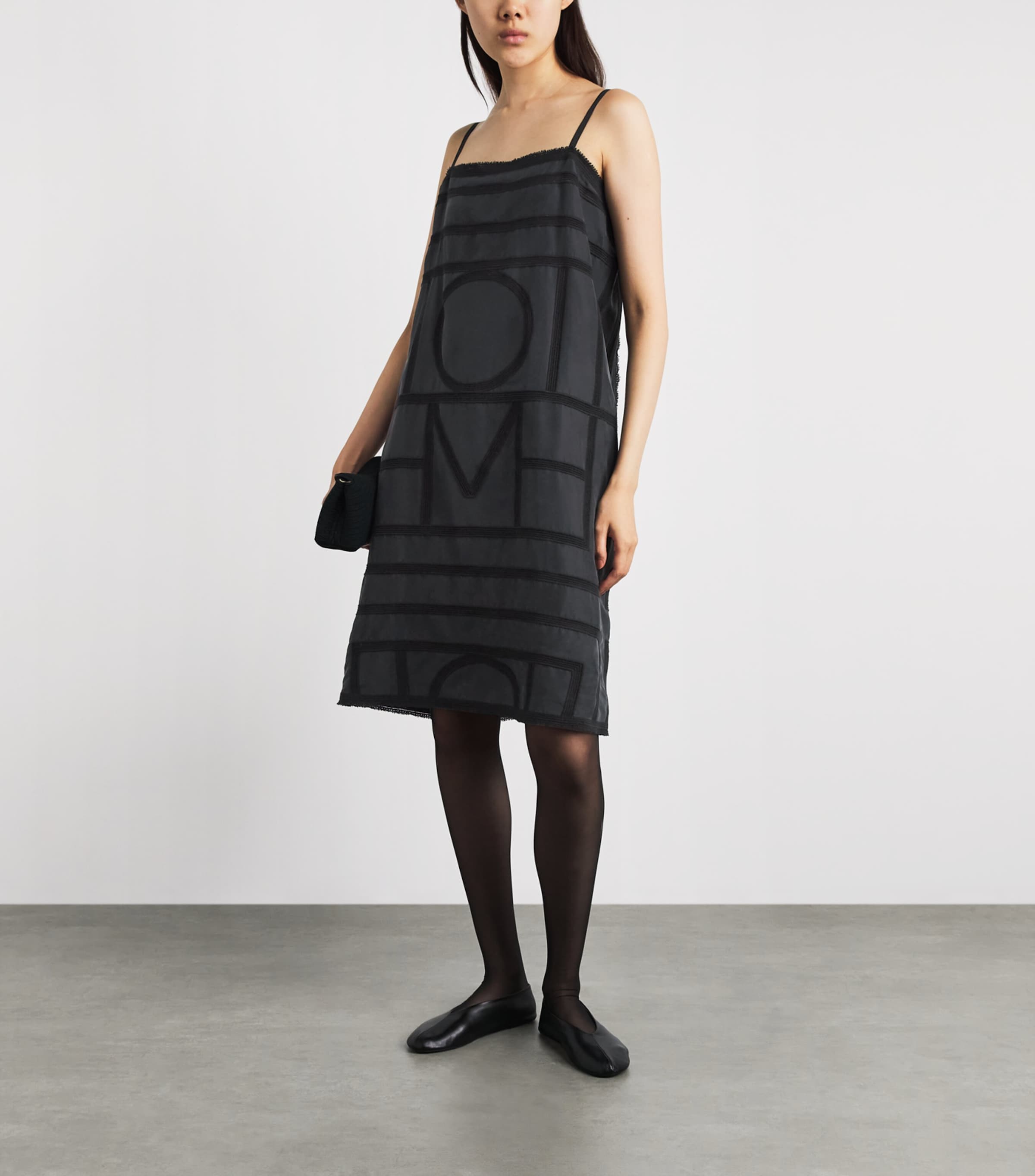 Toteme Womens Silk Monogram Midi Dress Black Image 2