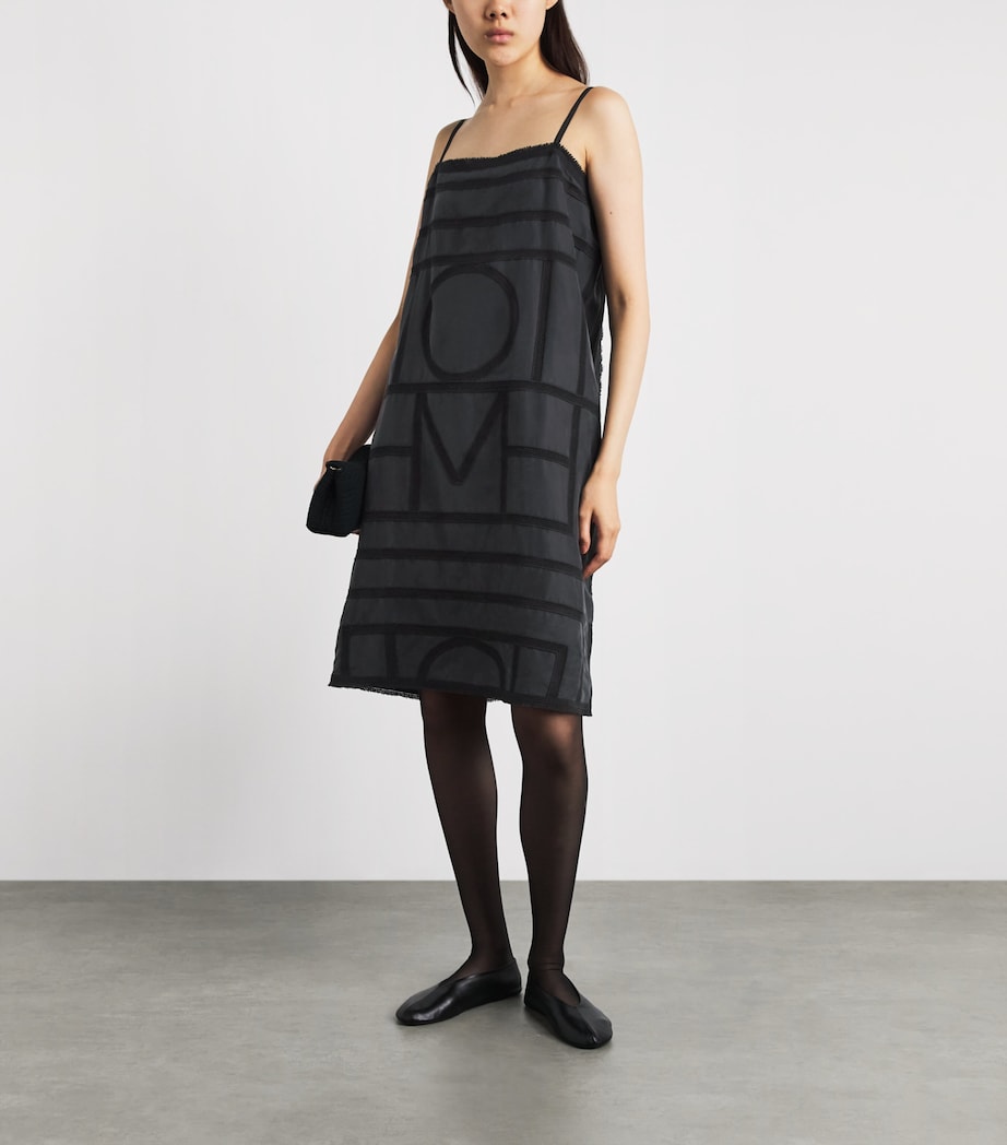 Toteme Womens Silk Monogram Midi Dress Black Image 2
