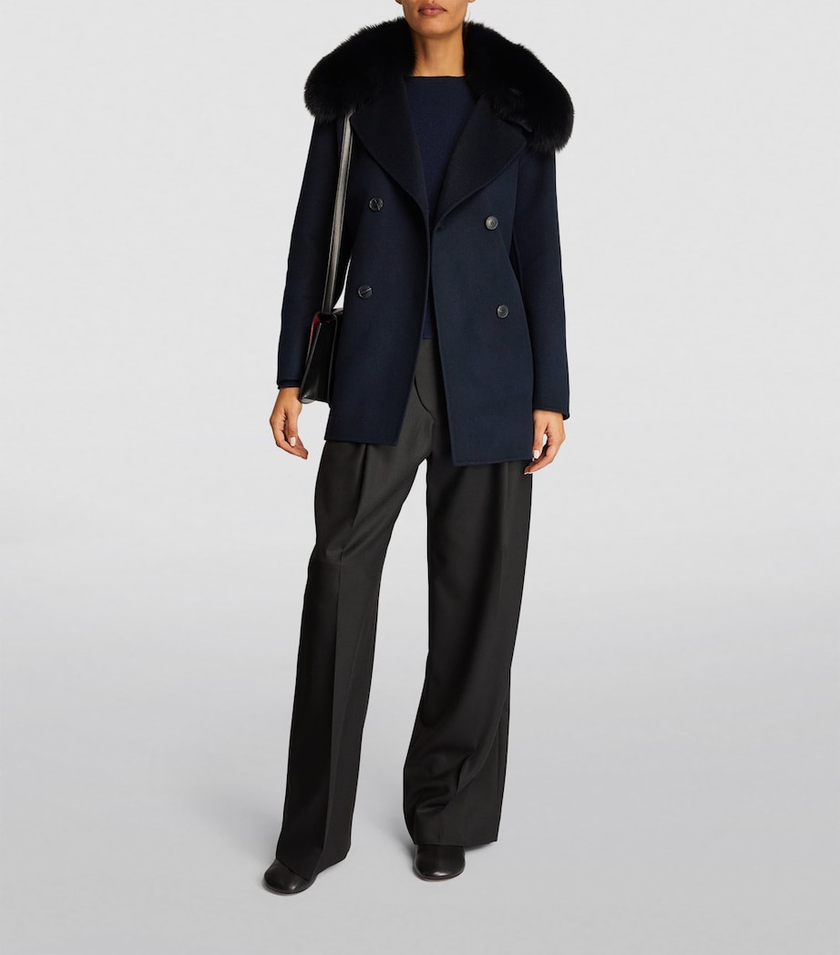 Wool-Cashmere Fur-Trim Coat A7033 Image 2