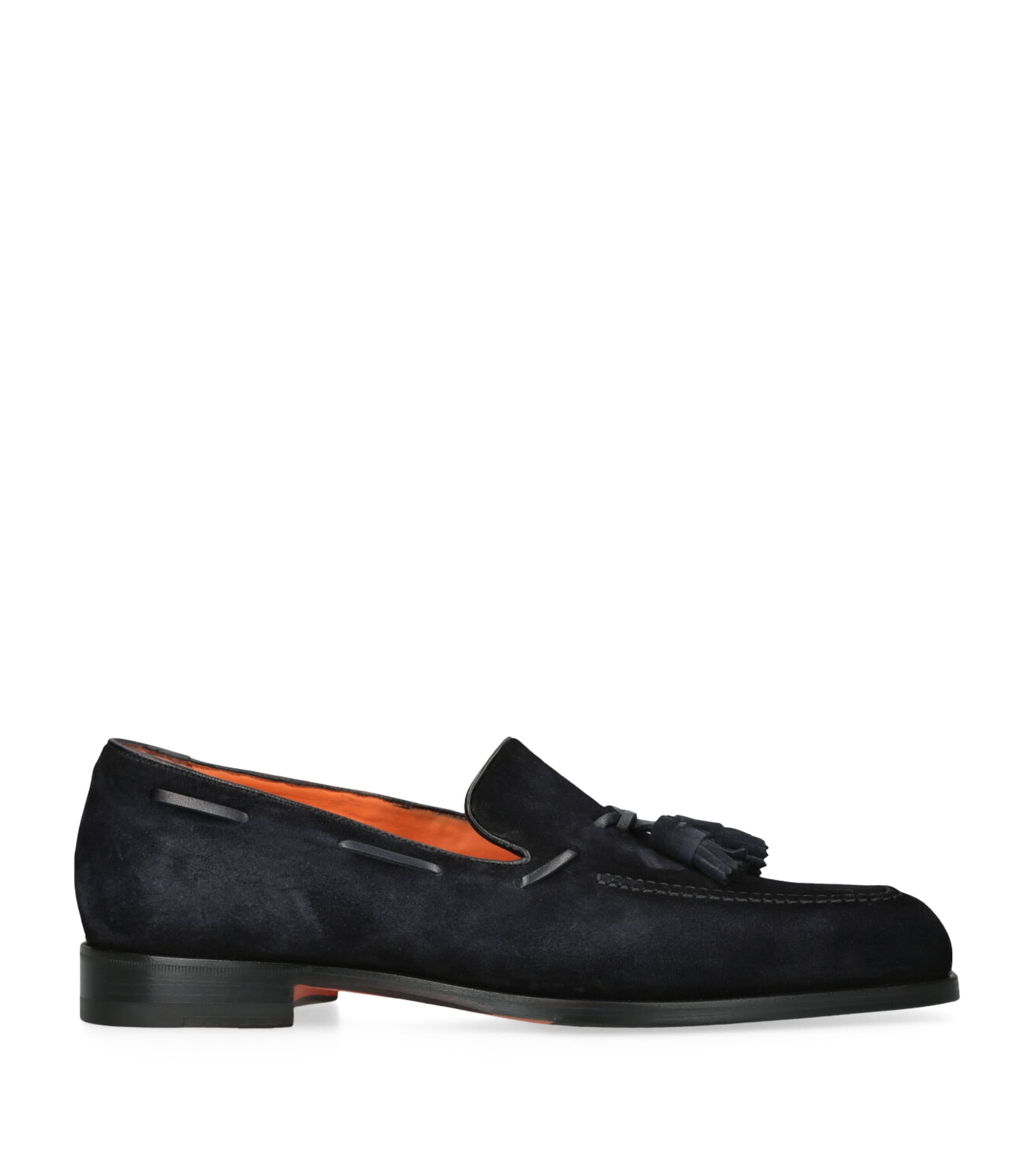 Santoni Suede Brando Blake Tassel Loafers In Animal Print