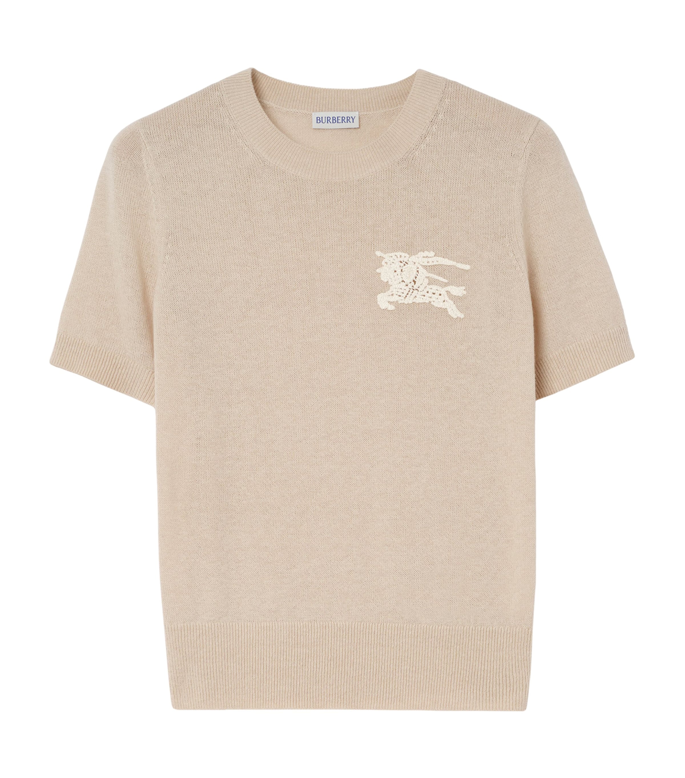 Burberry Womens Wool-Cotton EKD Knit Top Easel Beige Image 1