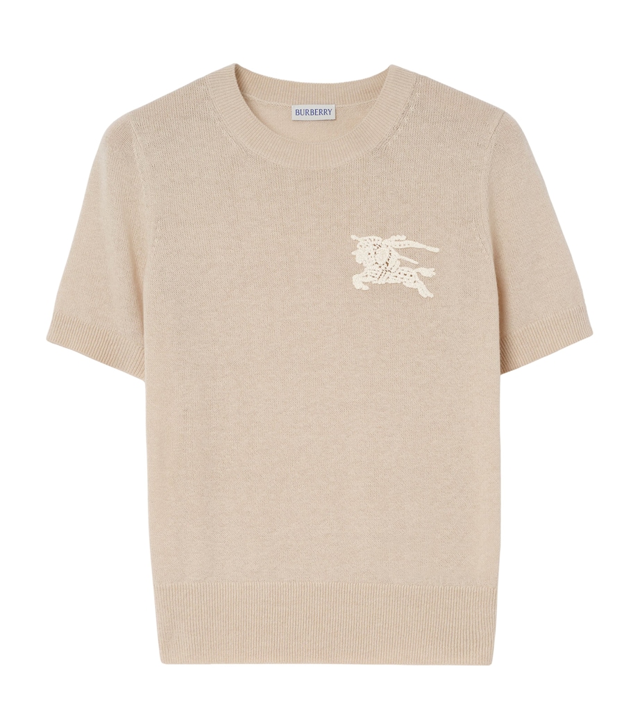 Burberry Womens Wool-Cotton EKD Knit Top Easel Beige Image 1