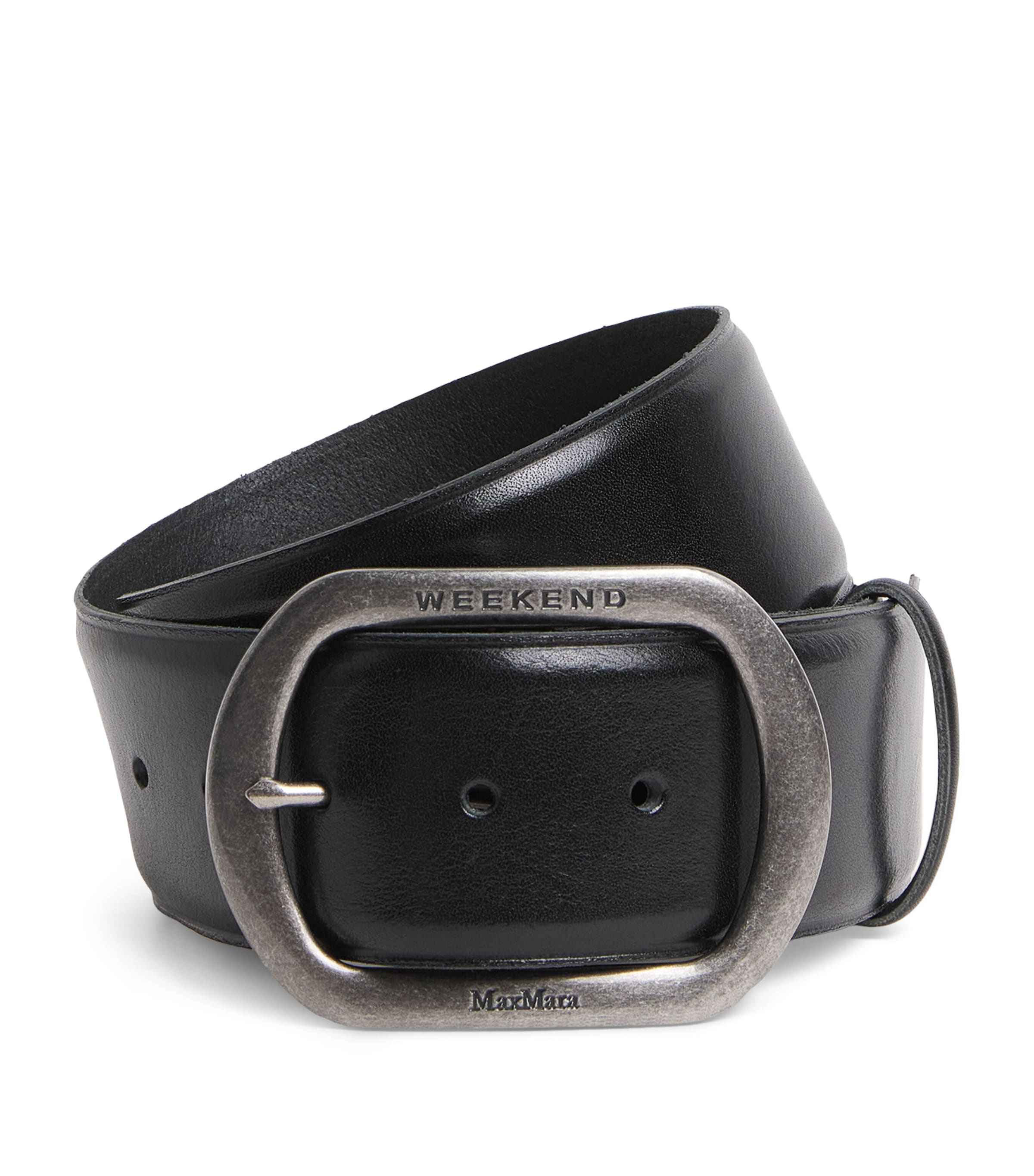 Weekend Max Mara Leather Wide Belt In Black