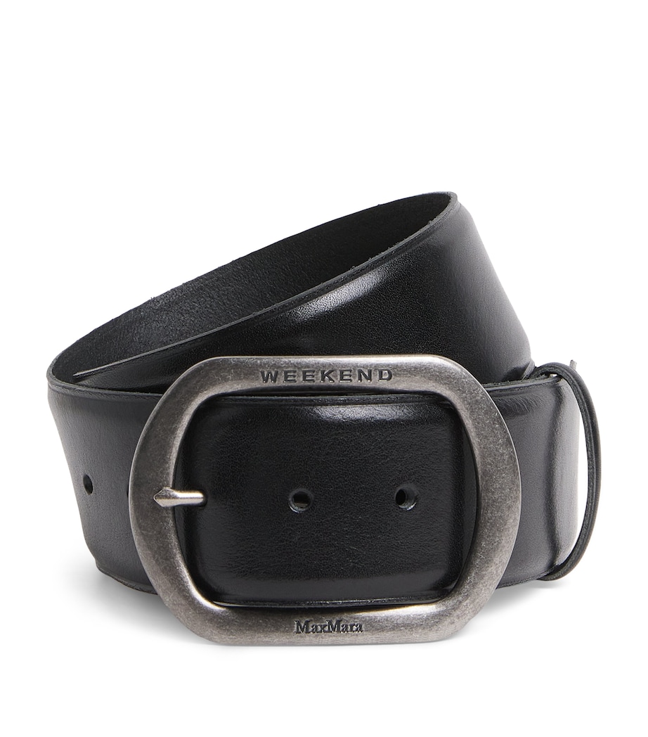 Leather Wide Belt BLACK Image 1