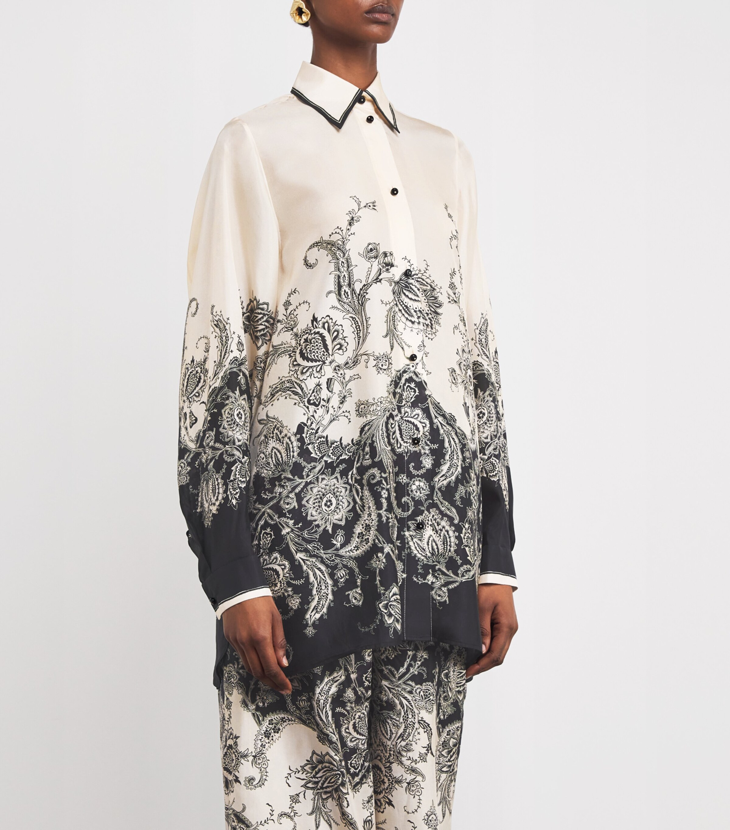 Zimmermann Womens Silk Floral Rhiannon Shirt Crmblkflo Crm/bl Fl Image 3