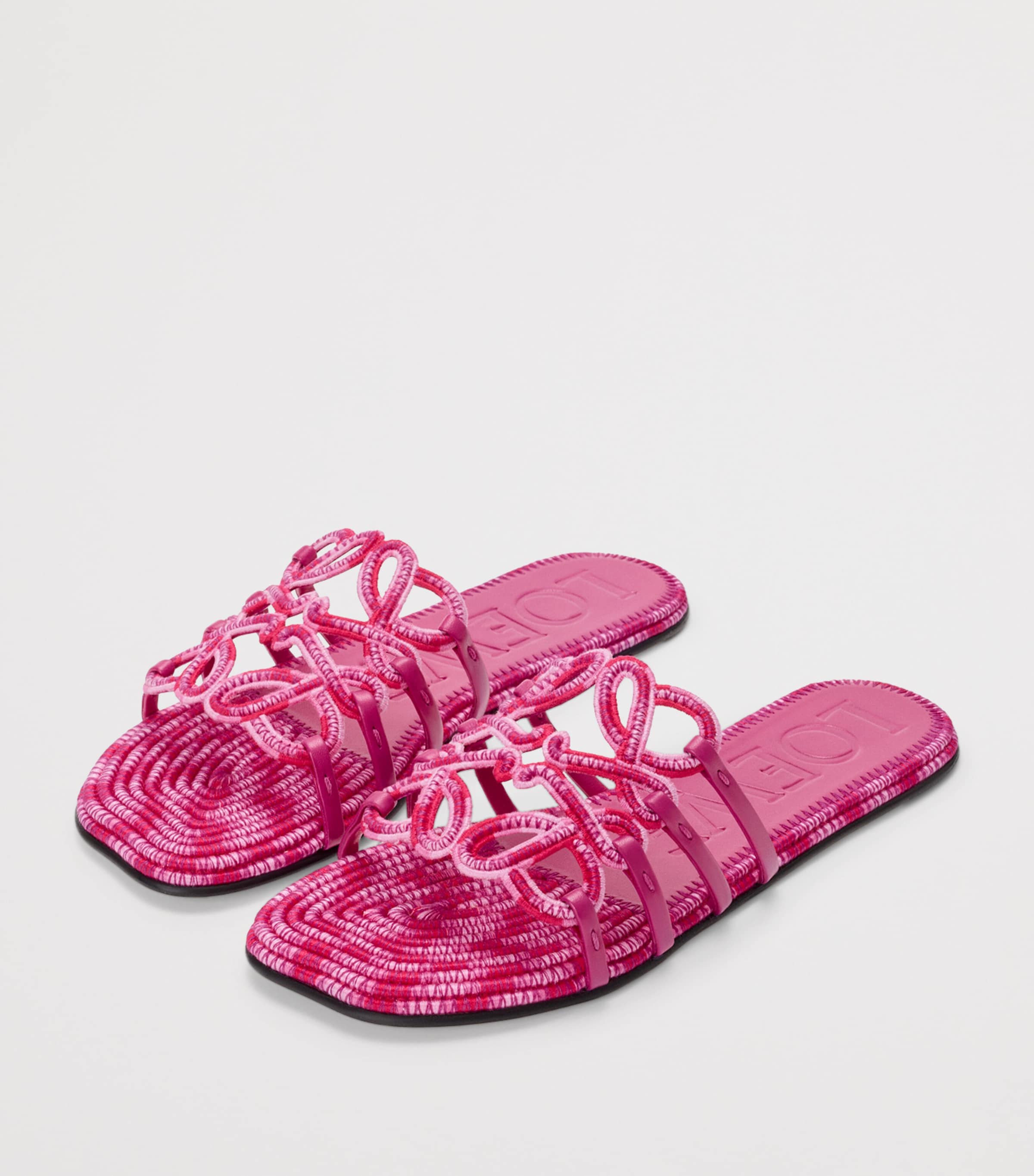LOEWE x Paula's Ibiza Leather Embroidered Petal Anagram Slides Orchid Image 2
