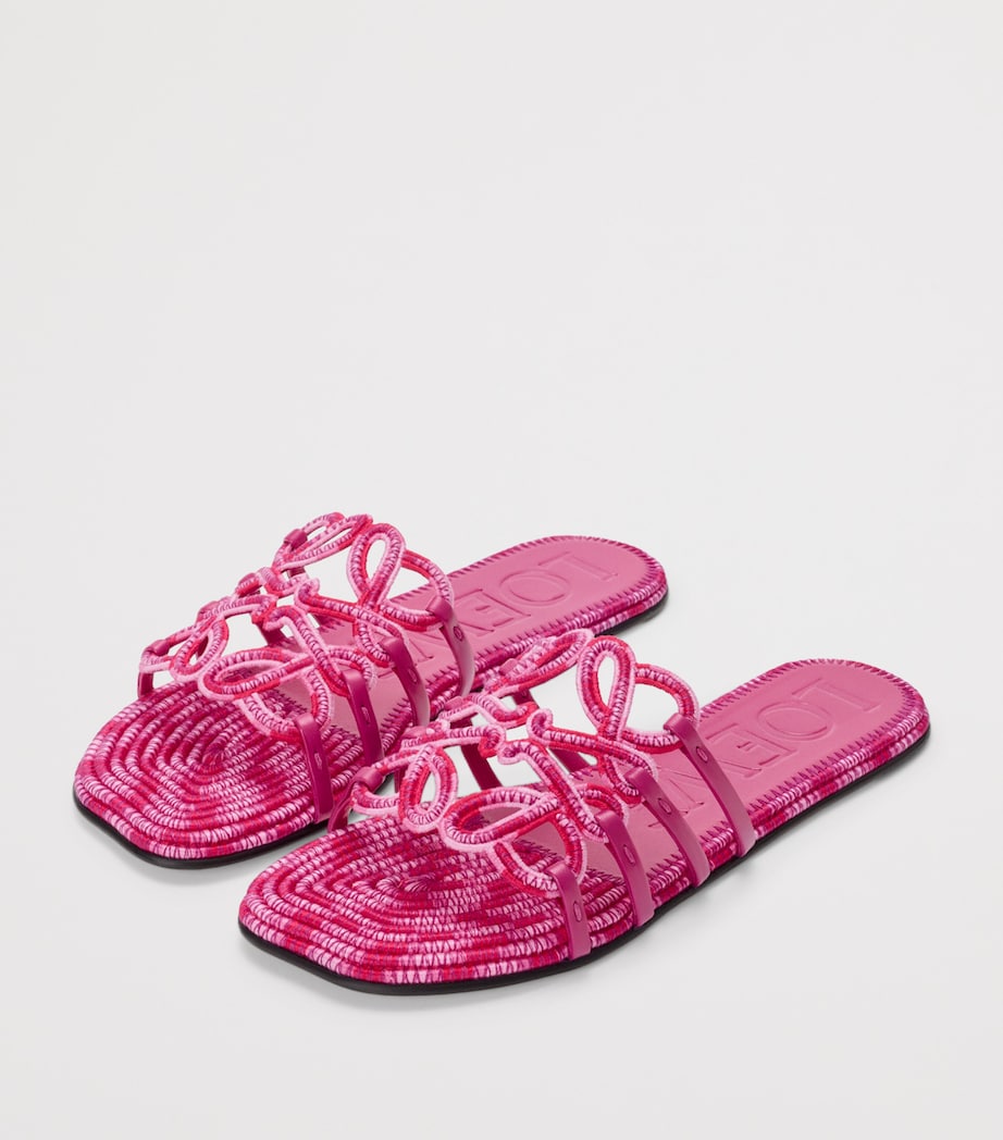 LOEWE x Paula's Ibiza Leather Embroidered Petal Anagram Slides Orchid Image 2