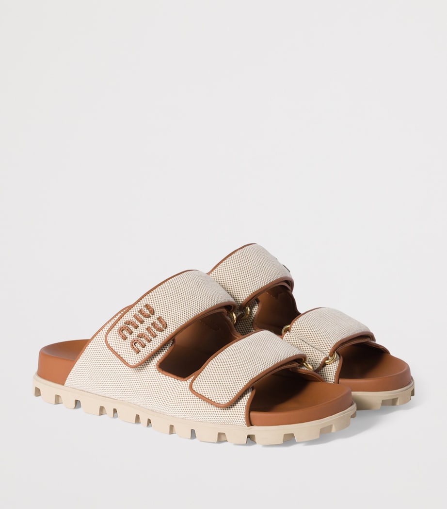 Miu Miu Canvas and Leather Sandals Image 2