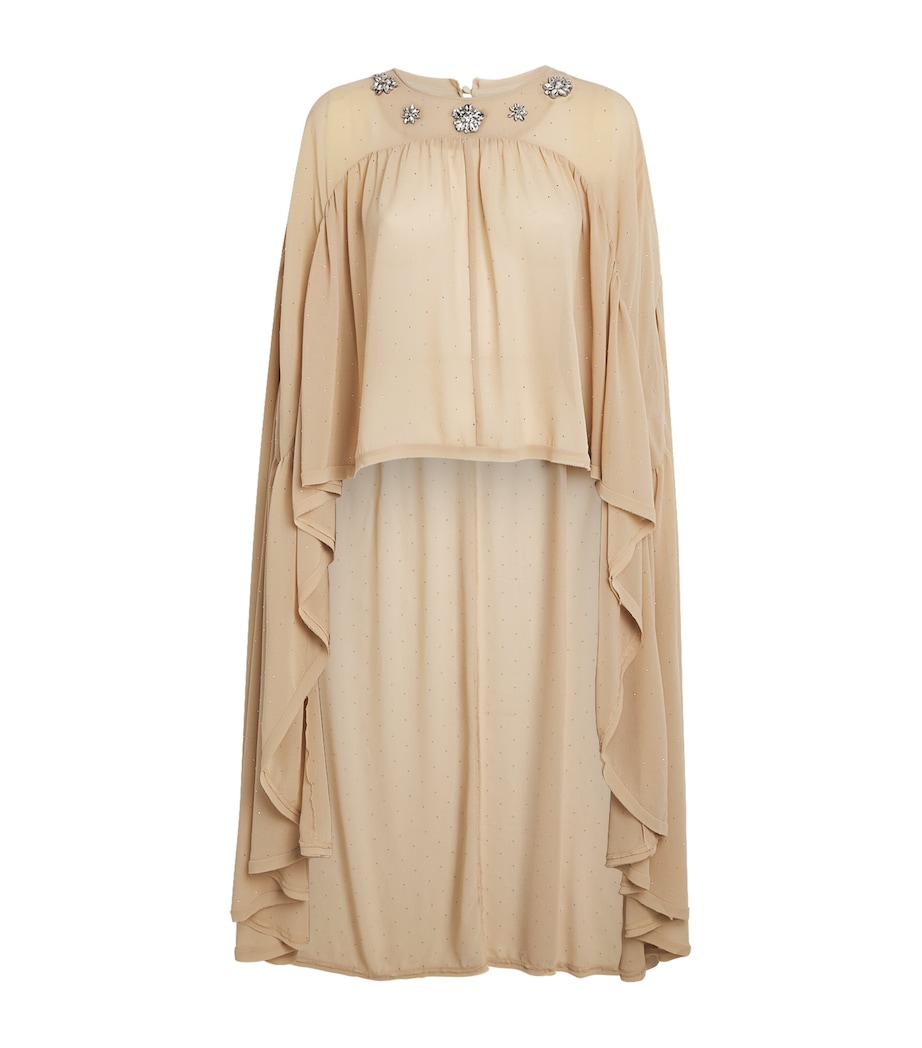Maje Womens Embellished Chiffon Cape Top Sand Image 1