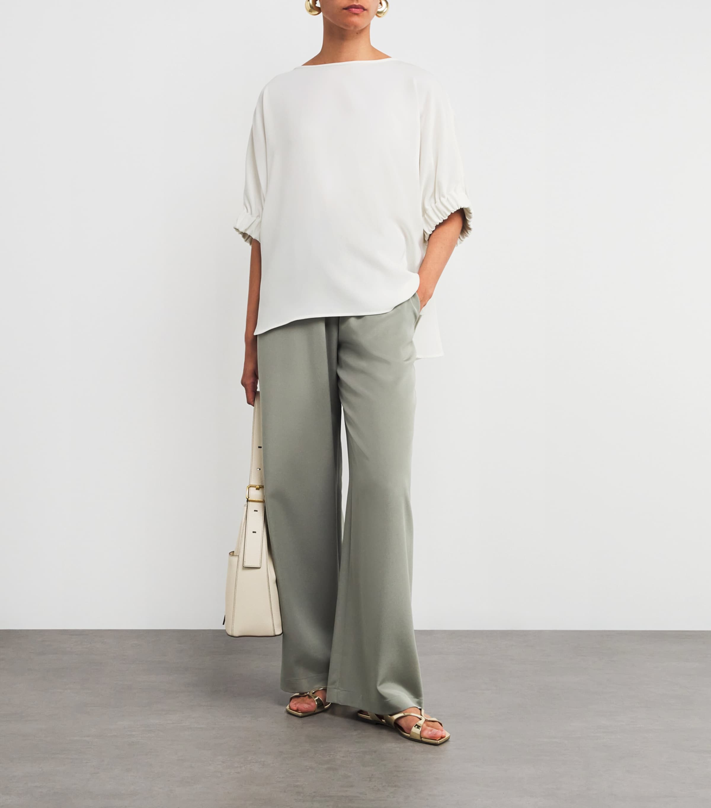 Cady Gathered-Cuff Pacos Blouse WHITE Image 2