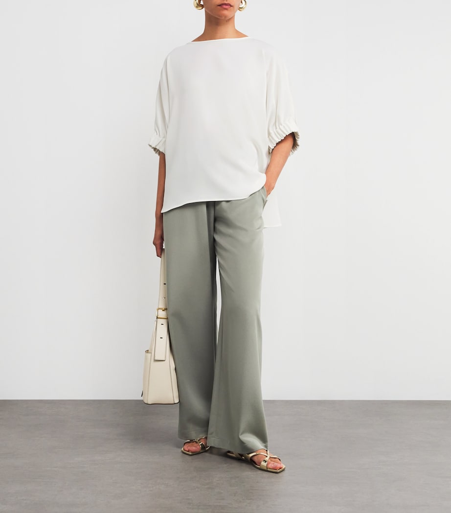 Cady Gathered-Cuff Pacos Blouse WHITE Image 2