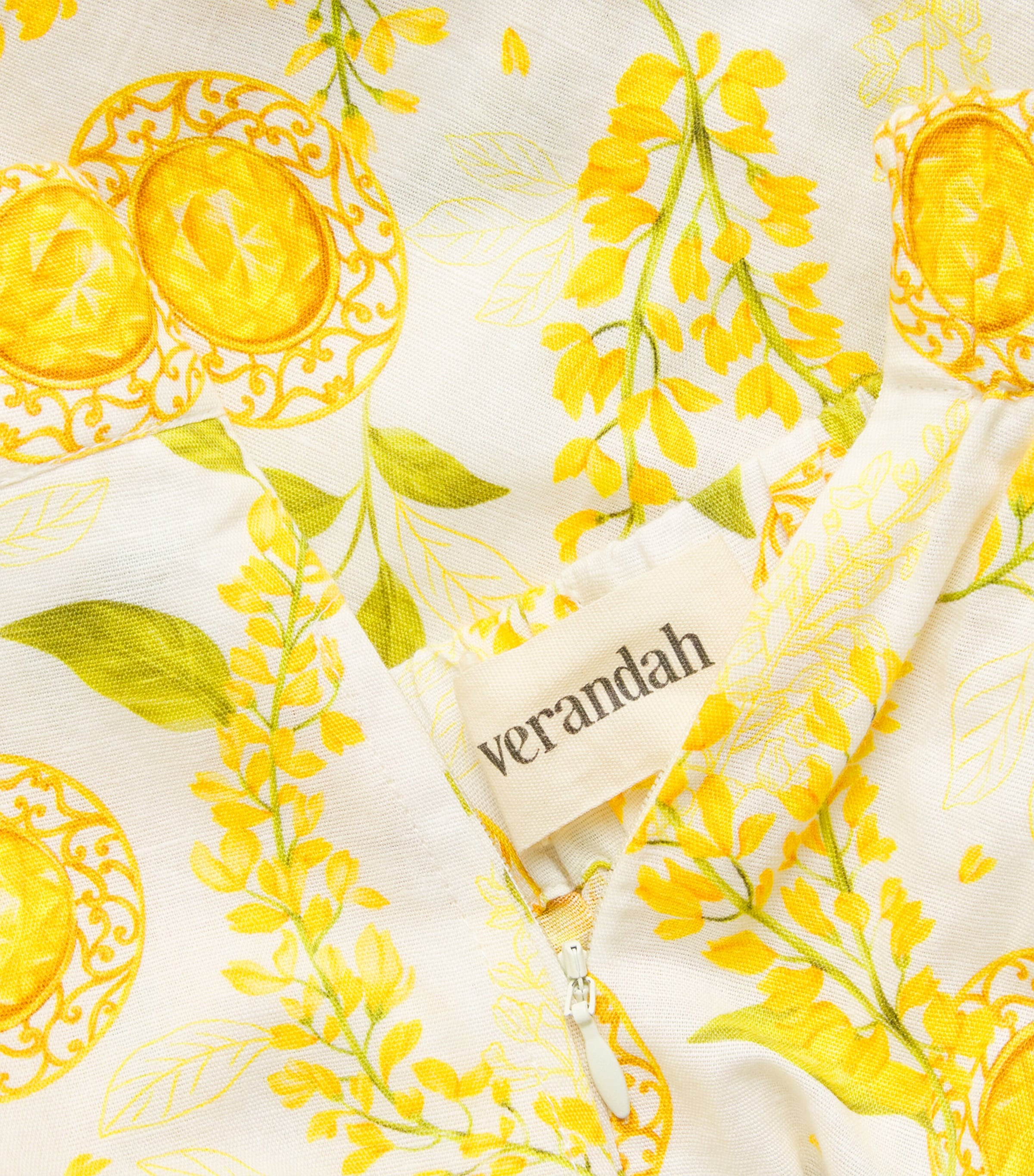 Verandah Womens Linen-Cotton Floral Wide-Leg Trousers Ylw Sapphre & Wstria Image 6