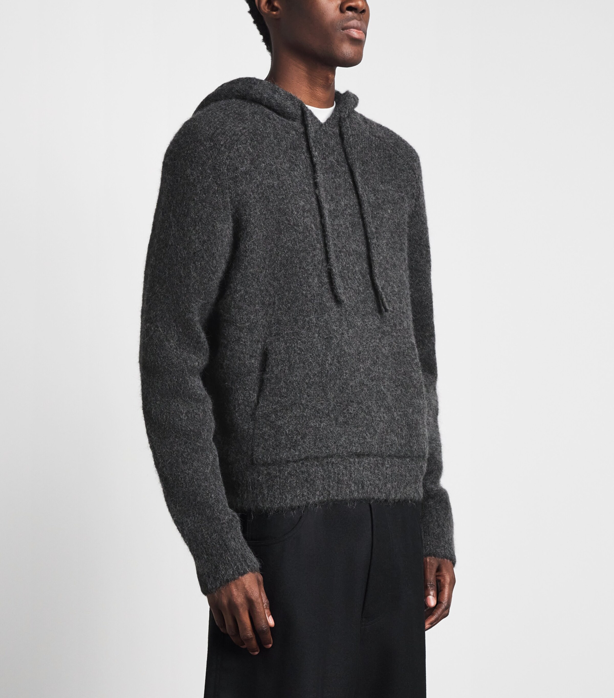 Samsøe Samsøe Mens Alpaca-Blend Sajob Hoodie Dark Grey Mel. Image 4