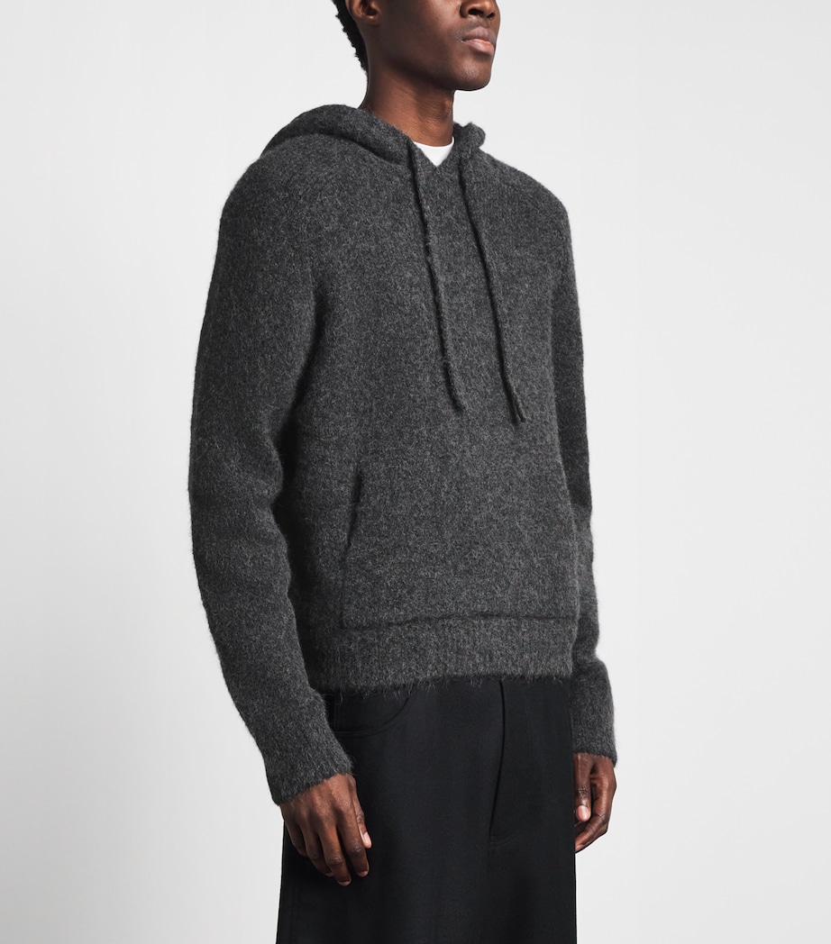 Samsøe Samsøe Mens Alpaca-Blend Sajob Hoodie Dark Grey Mel. Image 4