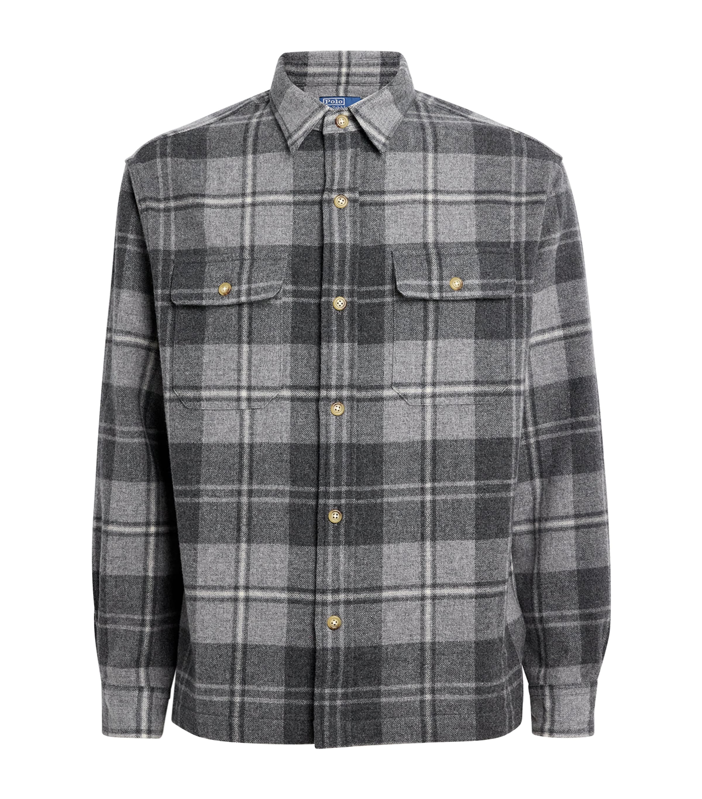 Wool Classic Fit Plaid Overshirt GREY HEATHER MULTI Image 1