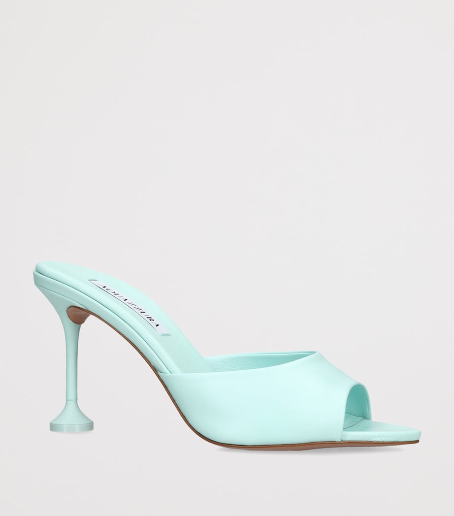 Aquazzura Leather Bisous Mules 85 Pale Blue Image 3