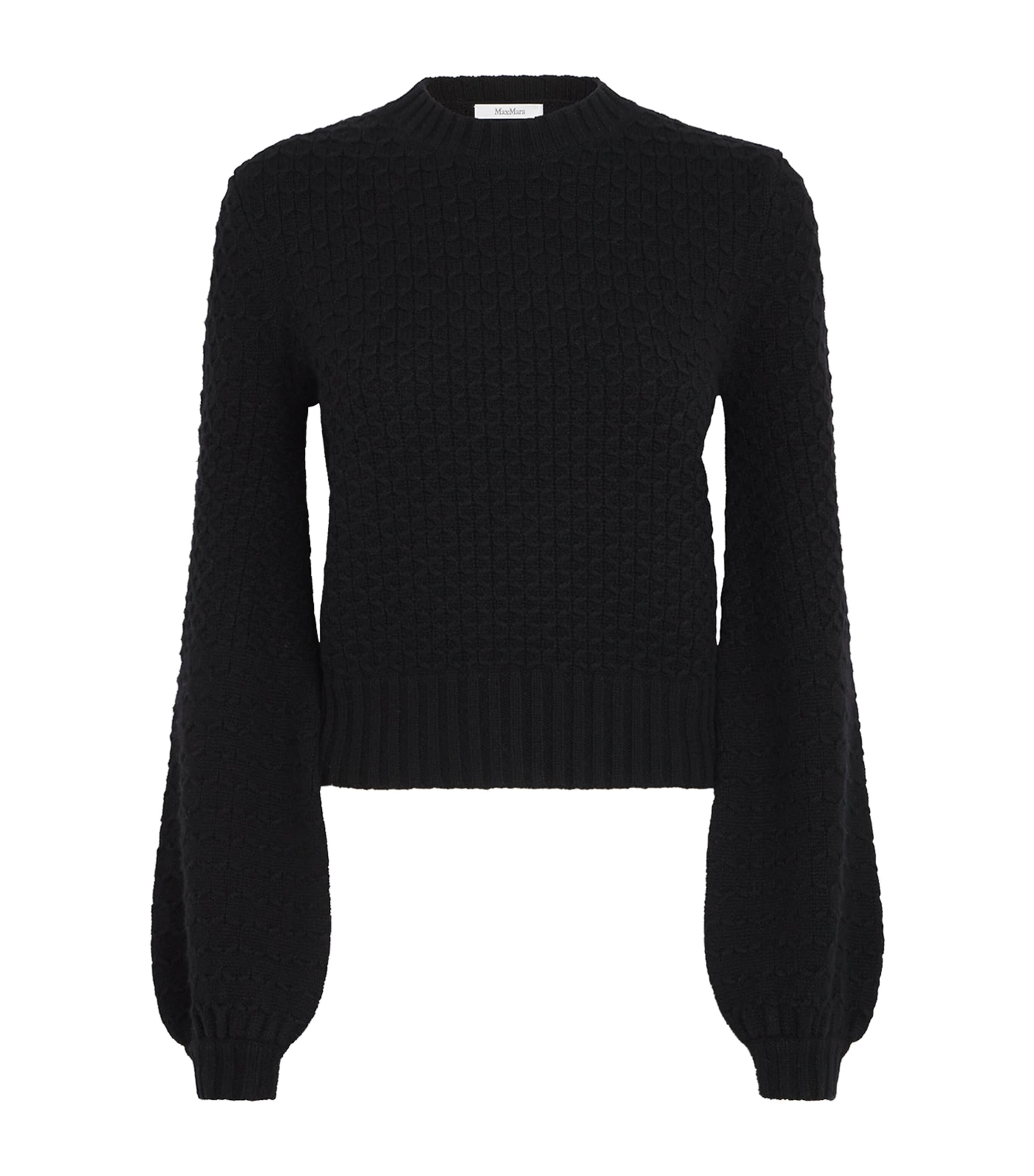 Shop Max Mara Wool-cashmere Jacquard Sweater In Black