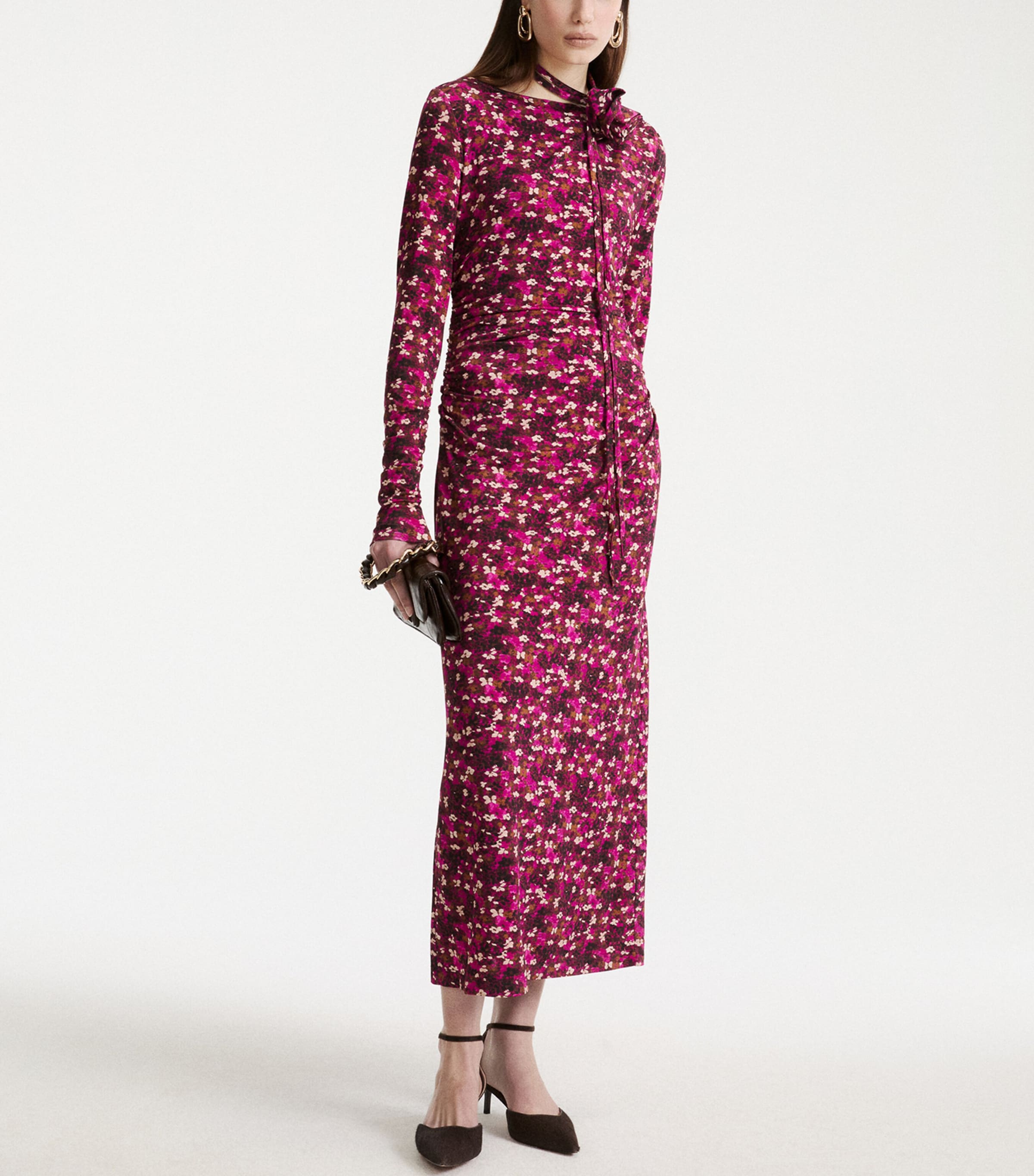 Marella Womens Jersey Floral Maxi Dress Fuchsia Image 2
