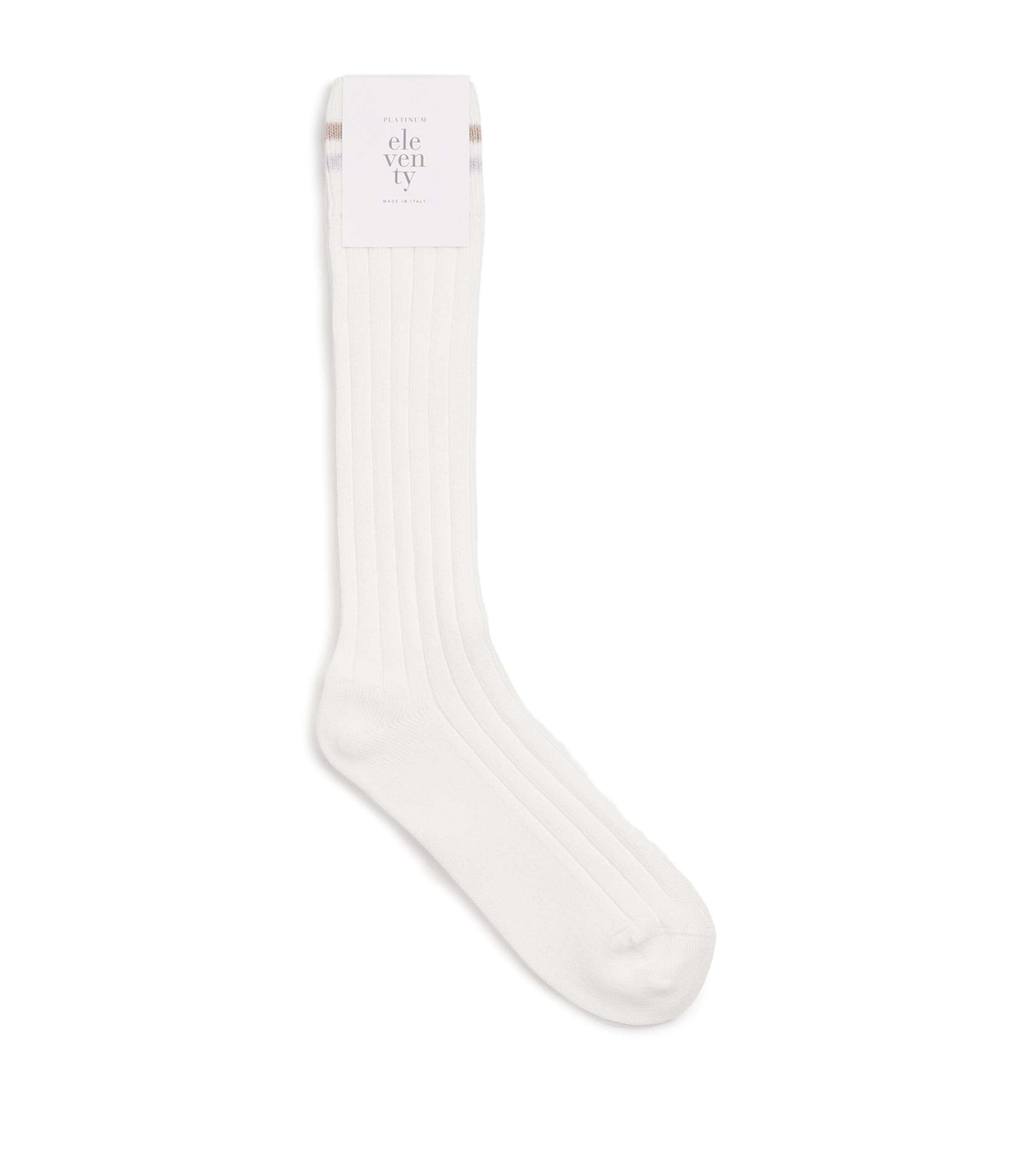 Eleventy Cotton-blend French Ribbed Stripe Socks