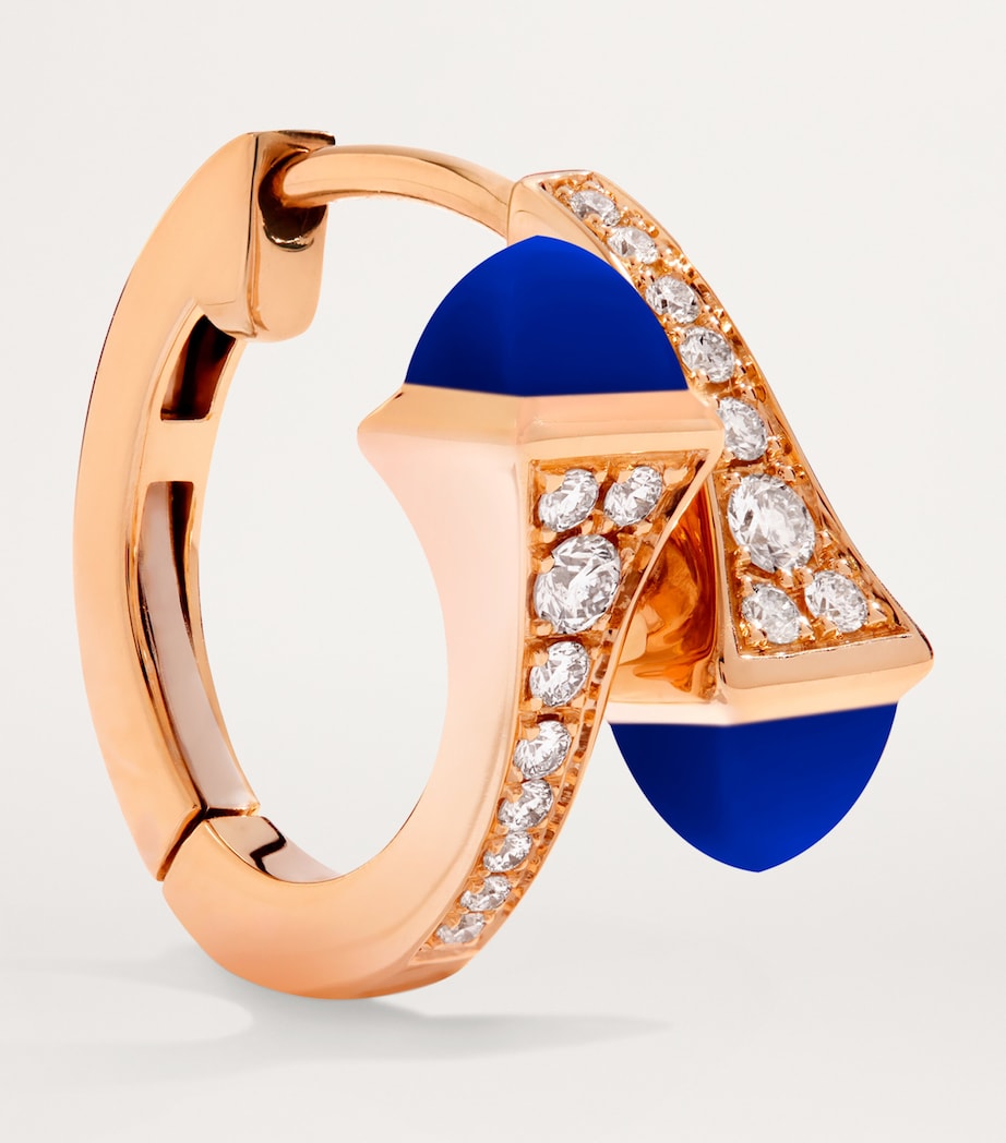 MARLI New York Rose Gold, Diamond and Lapis Lazuli Cleo Huggie Earrings Rose Gold Image 2